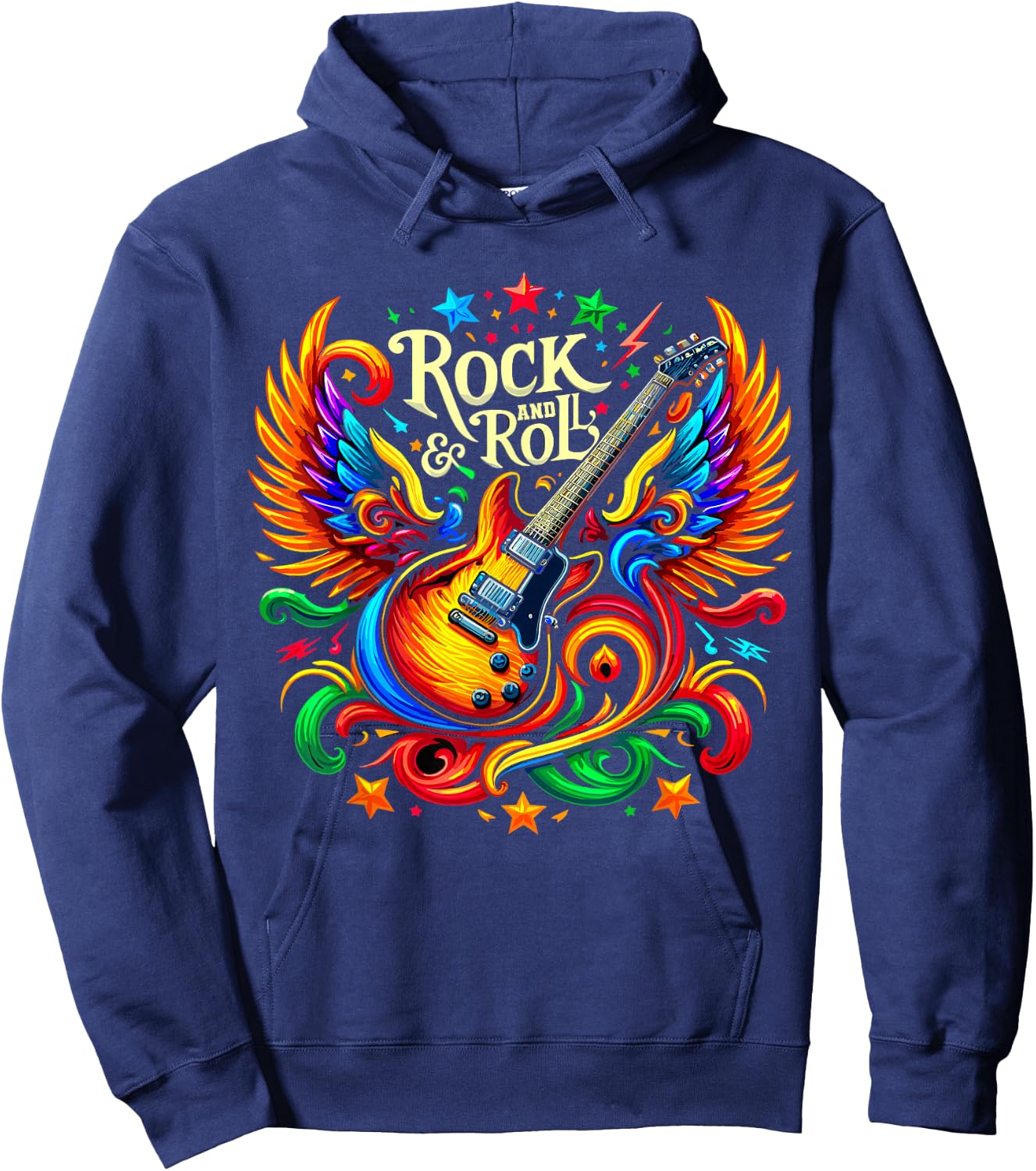 Rock and Roll Electric Guitar Band Guitarist , Small, Black Hoodie - Hoodie | Navy