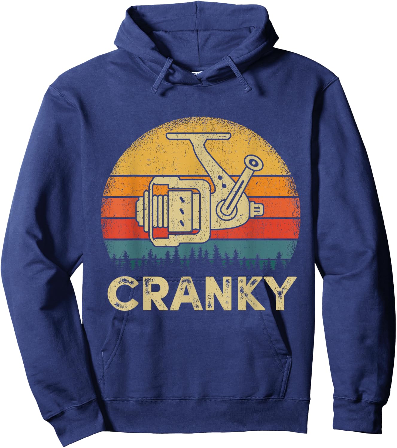 Funny Cranky Fishing Reel Pun Shirt Humor Fishermen Hoodie - Hoodie | Navy