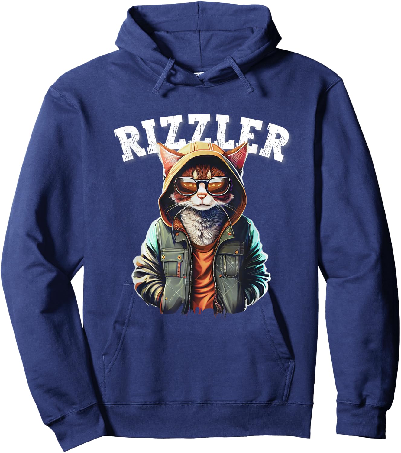 Rizzler Cat Funny W Rizz Meme Rizzler With The Rizz Teen Women Kids Hoodie - Hoodie | Navy
