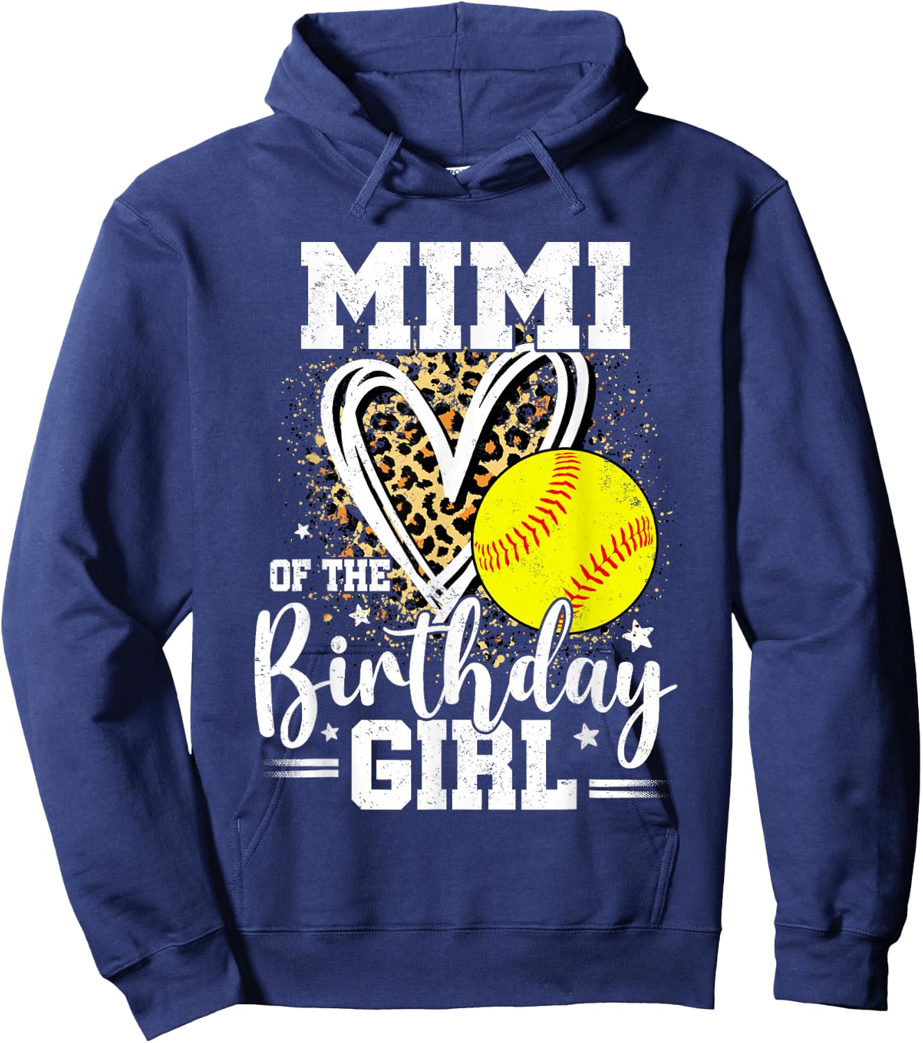 Mimi of The Birthday Girl Softball Grandma Leopard Heart Hoodie - Hoodie | Navy