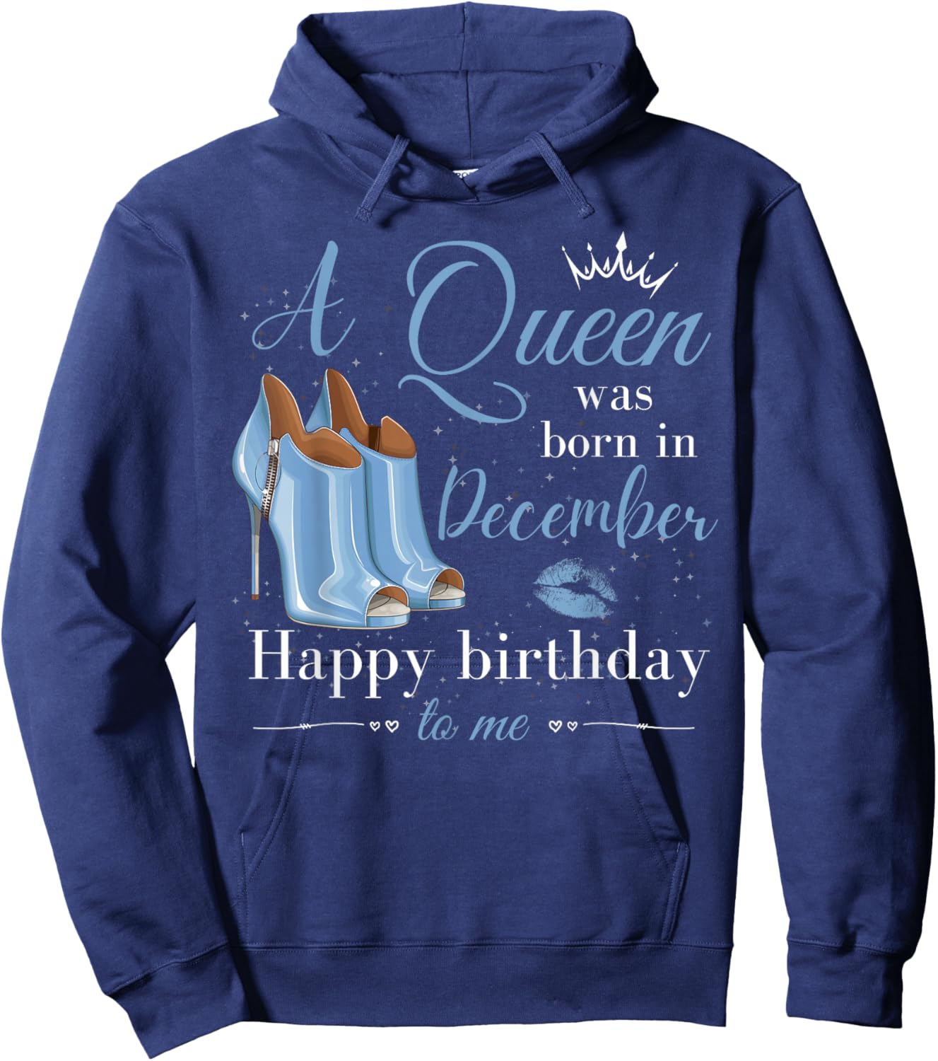 A Queen Was Born in December Women Girls December Birthday Hoodie - Hoodie | Navy