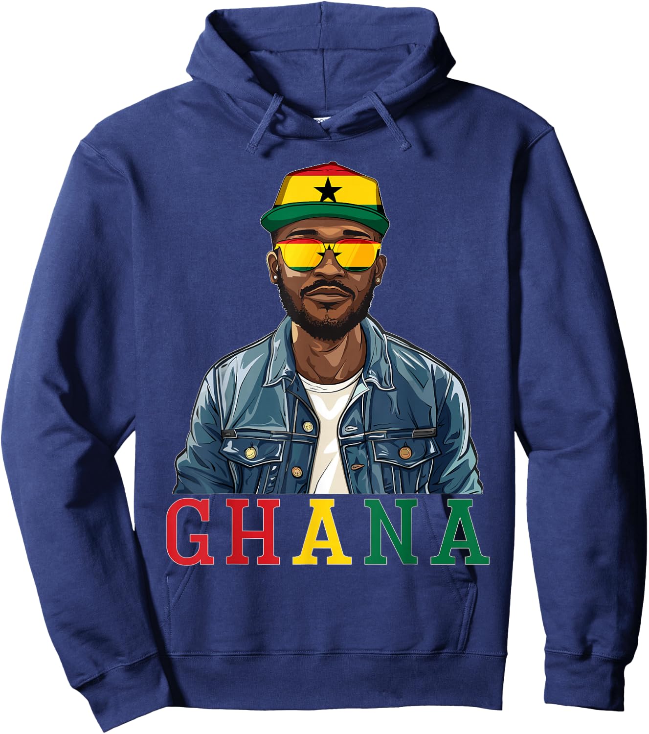 Ghana Flag Outfit for Man Souvenirs Coountry Ghanaian Hoodie - Hoodie | Navy