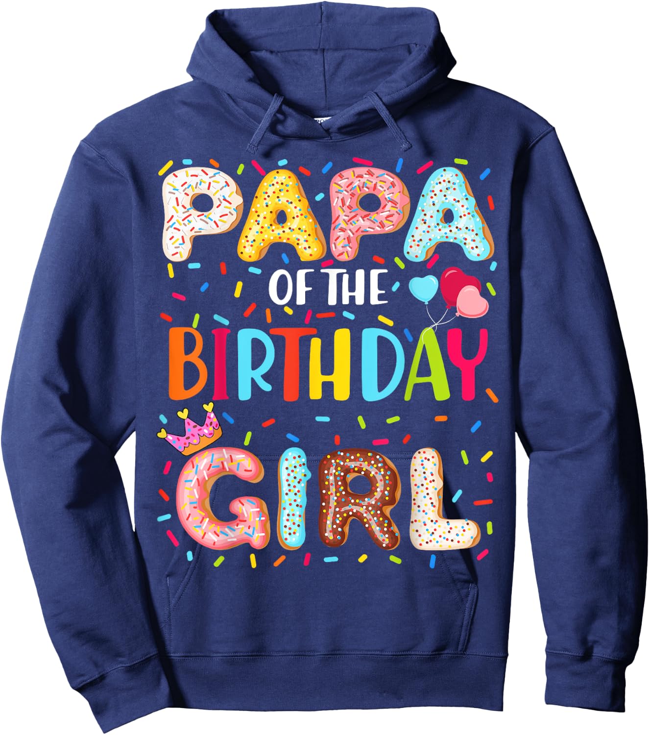Papa Of The Birthday Girl Donut Themed Party Decoration Hoodie - Hoodie | Navy
