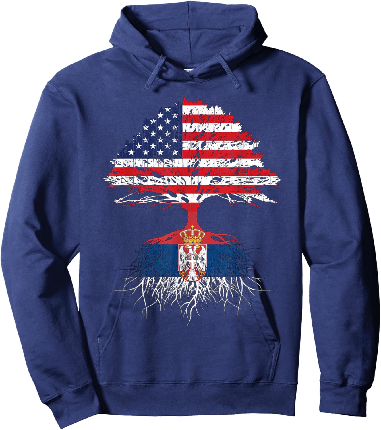 Serbia Roots Serbian American Flag USA Citizenship Gift Hoodie - Hoodie | Navy
