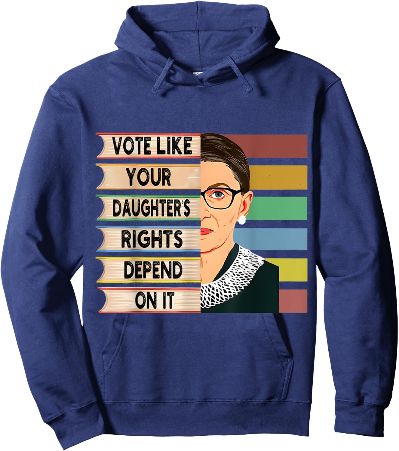 Feminist Ruth Bader Ginsburg RBG Quote Girl With Book Women Hoodie - Hoodie | Navy