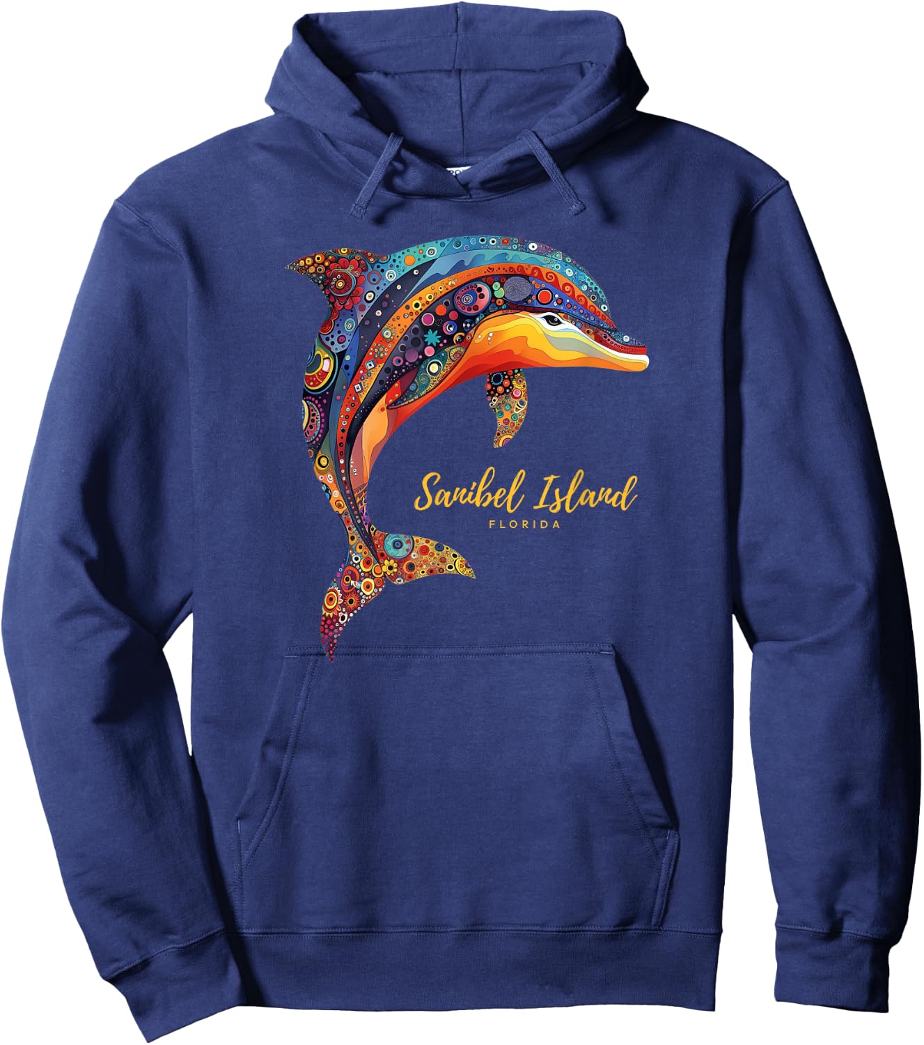 Sanibel Island FL Florida Retro Beach Vacation Ocean Dolphin Women Hoodie - Hoodie | Navy