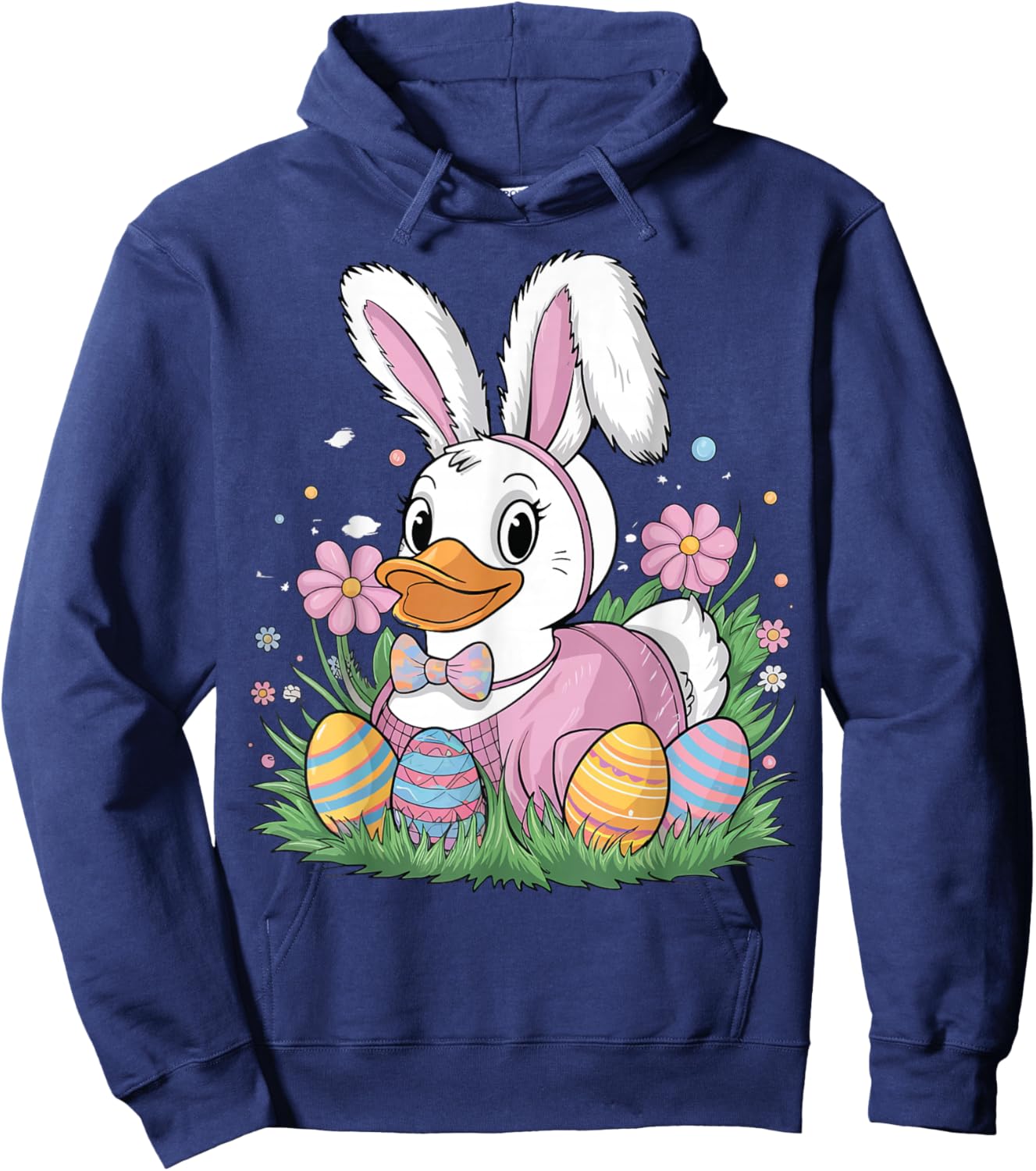 Child Easter Cartoon Rubber Duck Black Small Modern Classic Fit Short Sleeve Spring Hoodie - Hoodie | Navy