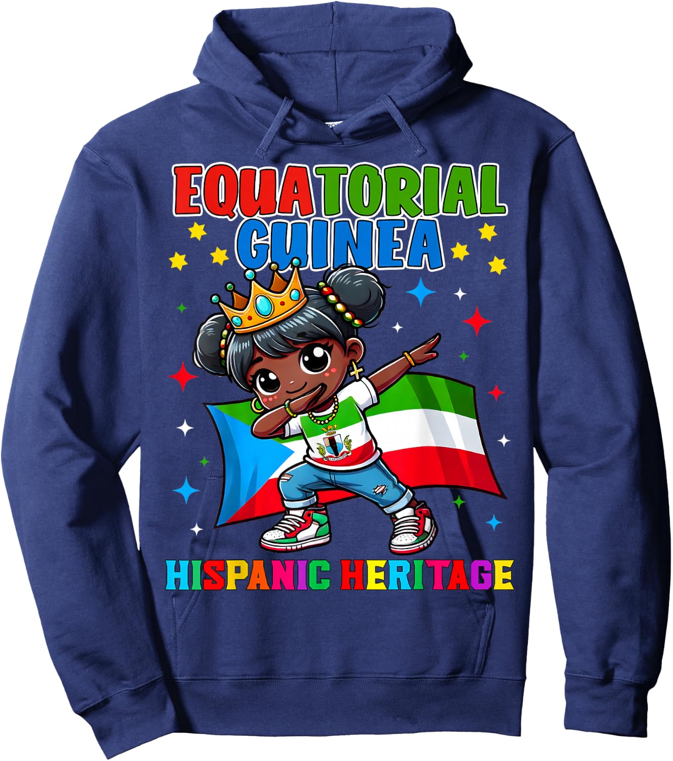 Equatorial Guinea Dabbing Girl Hispanic Heritage Celebration Hoodie - Hoodie | Navy