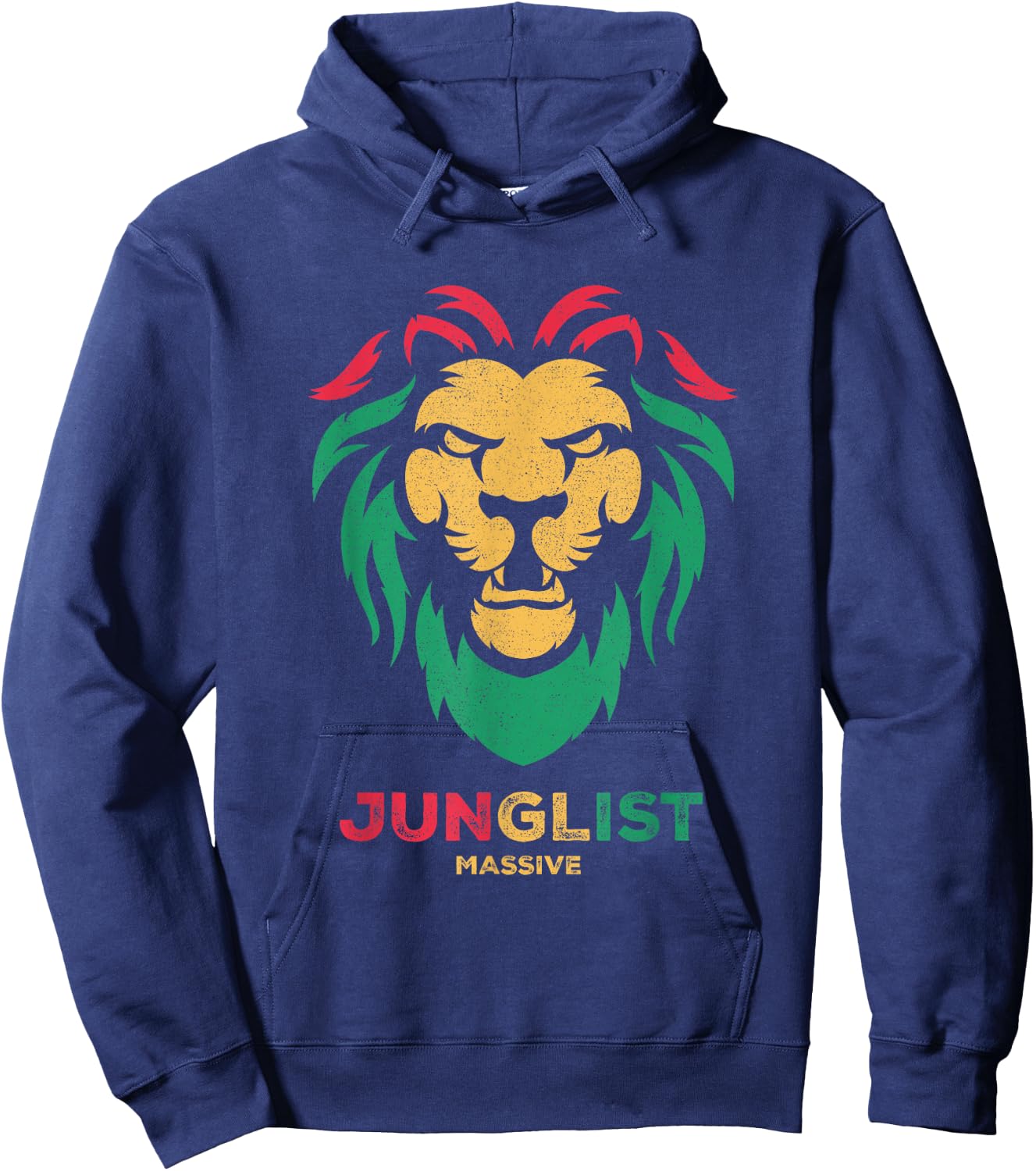 Junglist Massive, Drum & Bass, Jungle, DnB Music, Lion Head Hoodie - Hoodie | Navy