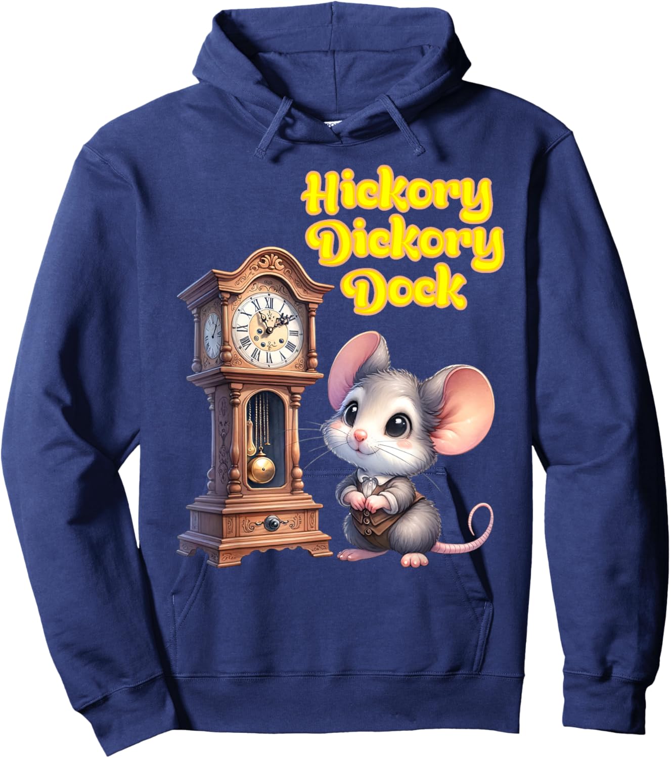 Hickory Dickory Dock Nursery Song Rhyme Mouse Old Clock Song Hoodie - Hoodie | Navy
