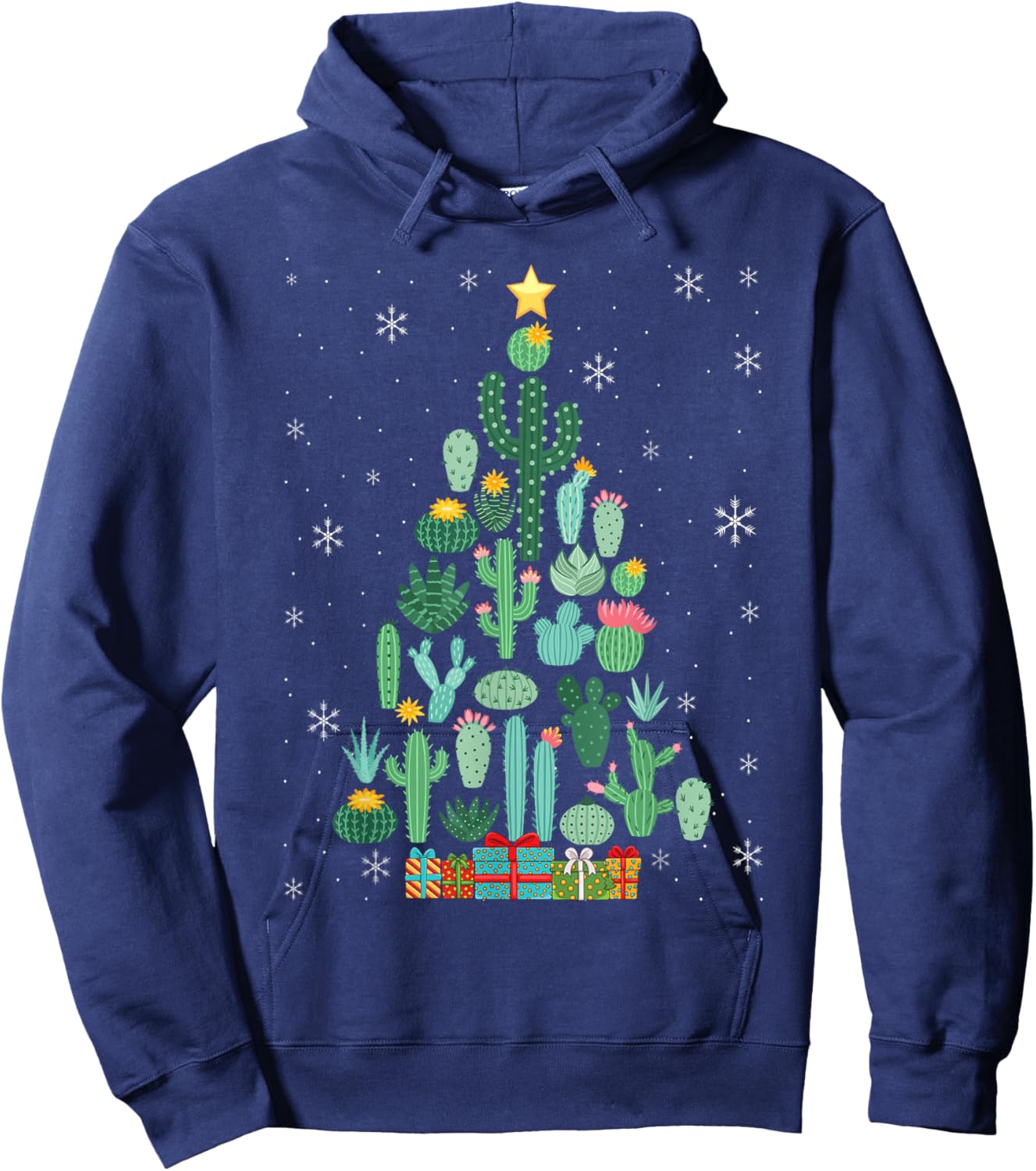 Funny Succulent Christmas Tree Cactus Gardener Hoodie - Hoodie | Navy