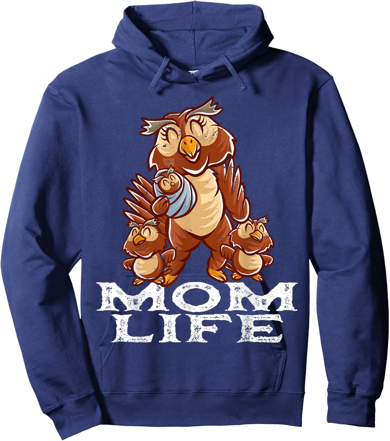 Owl Mama Mom Life Mommy Bird Mama Family Mother's Day Hoodie - Hoodie | Navy