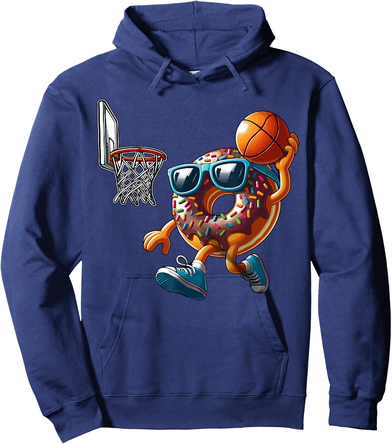 Dunking Donut Hole Food Champ Basketball Game Sport Player Hoodie - Hoodie | Navy