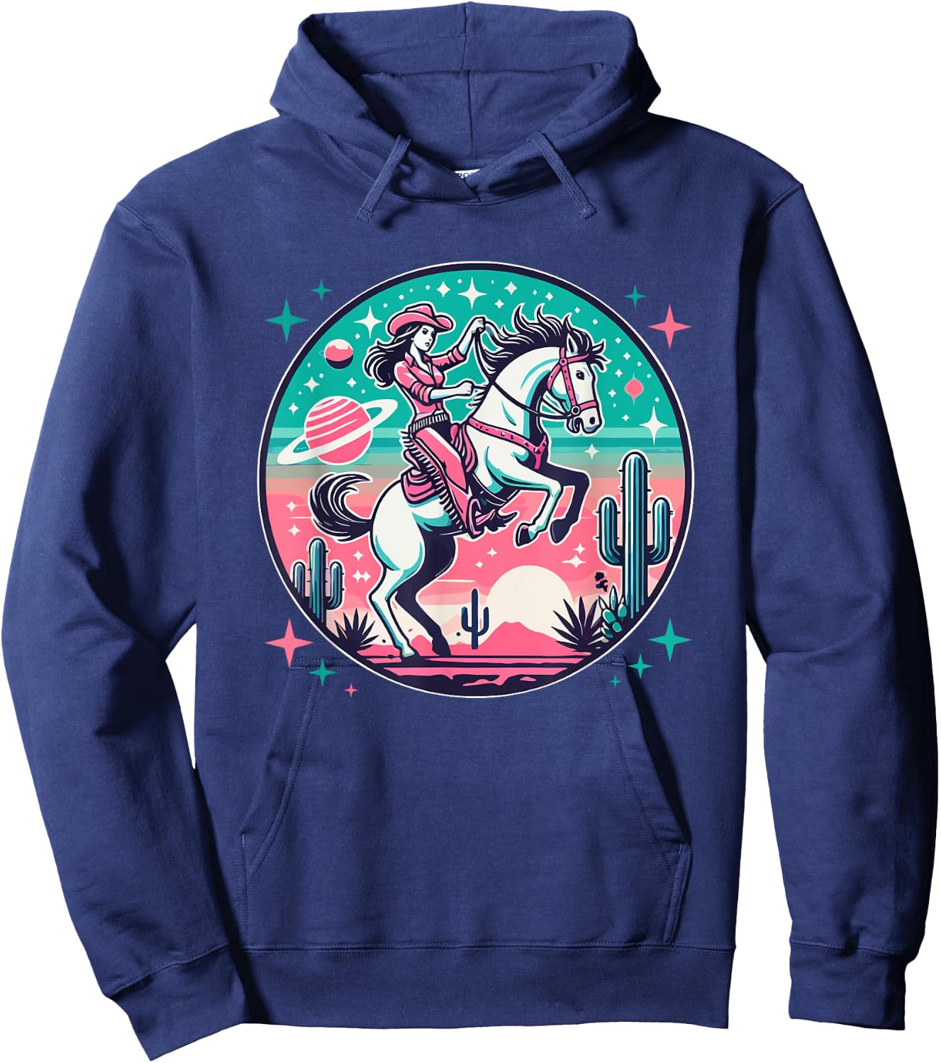 Space Cowgirl Outfit Cosmic Costume Galactic Western Riding Hoodie - Hoodie | Navy