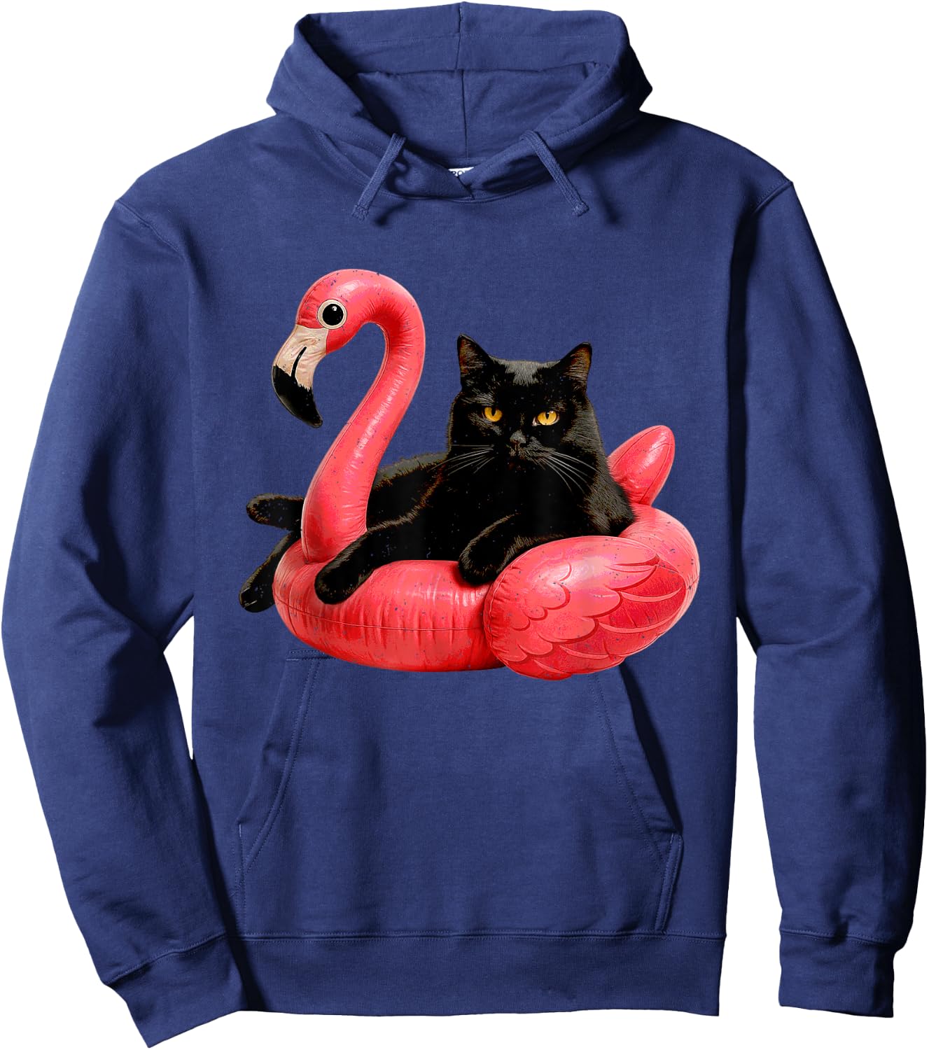 Black Cat Flamingo Kitten Lover Feline Pet Owner Kitty Hoodie - Hoodie | Navy