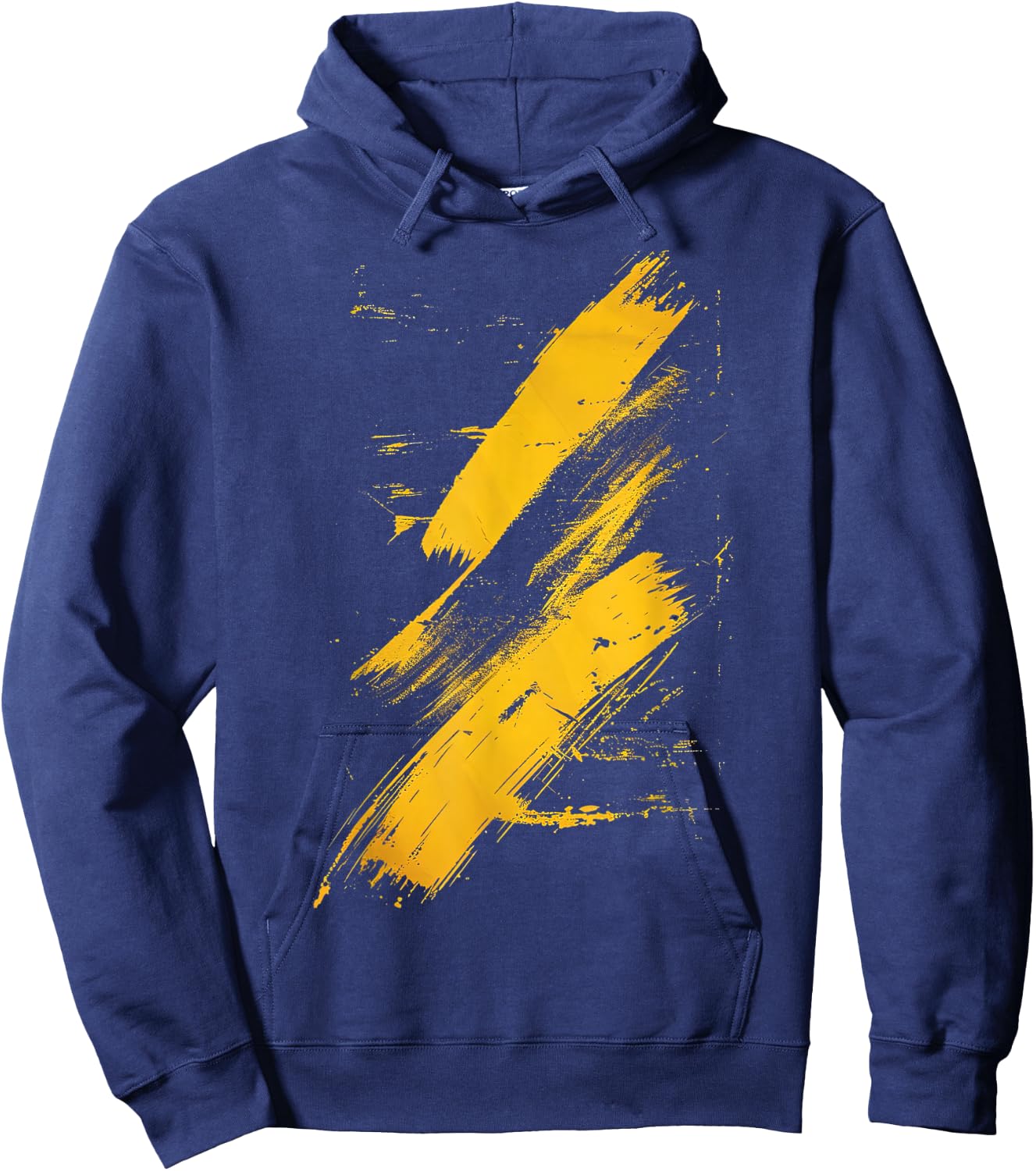 Yellow and Black Brushstrokes Graphic Hoodie - Hoodie | Navy