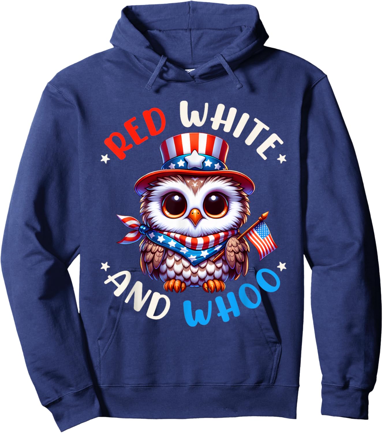 4th of July Owl Independence Day Red White and Whoo Hoodie - Hoodie | Navy