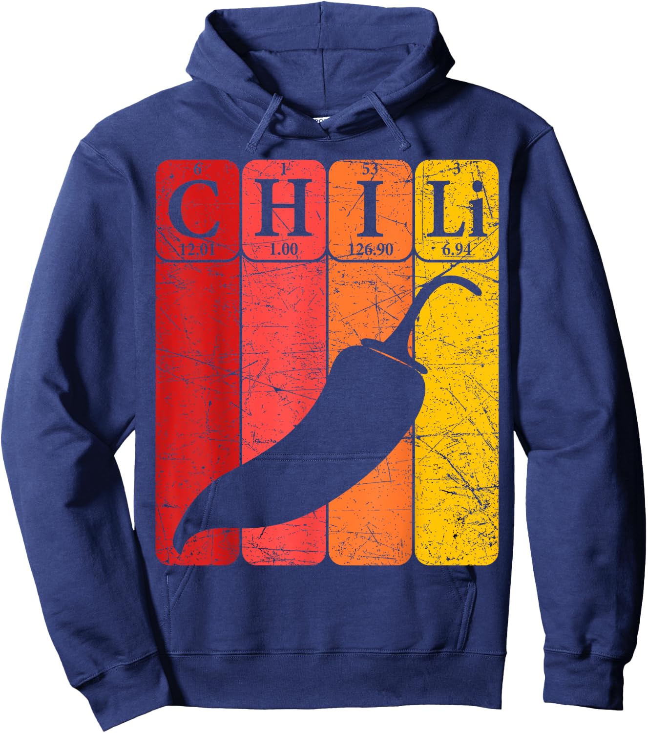 Chili Periodic Table Elements Chili Pepper Spicy Food Retro Hoodie - Hoodie | Navy