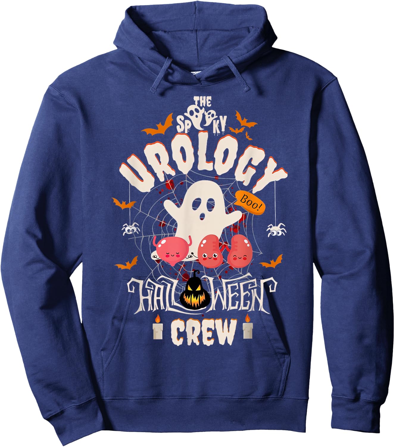 Spooky Urology Halloween Crew Cute Ghost Nurse Student Hoodie - Hoodie | Navy