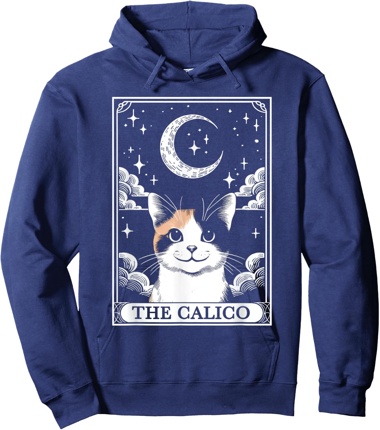 Tarot Card Vintage Crescent Moon Calico Cat Mom Cat Lovers Women Kids Hoodie - Hoodie | Navy