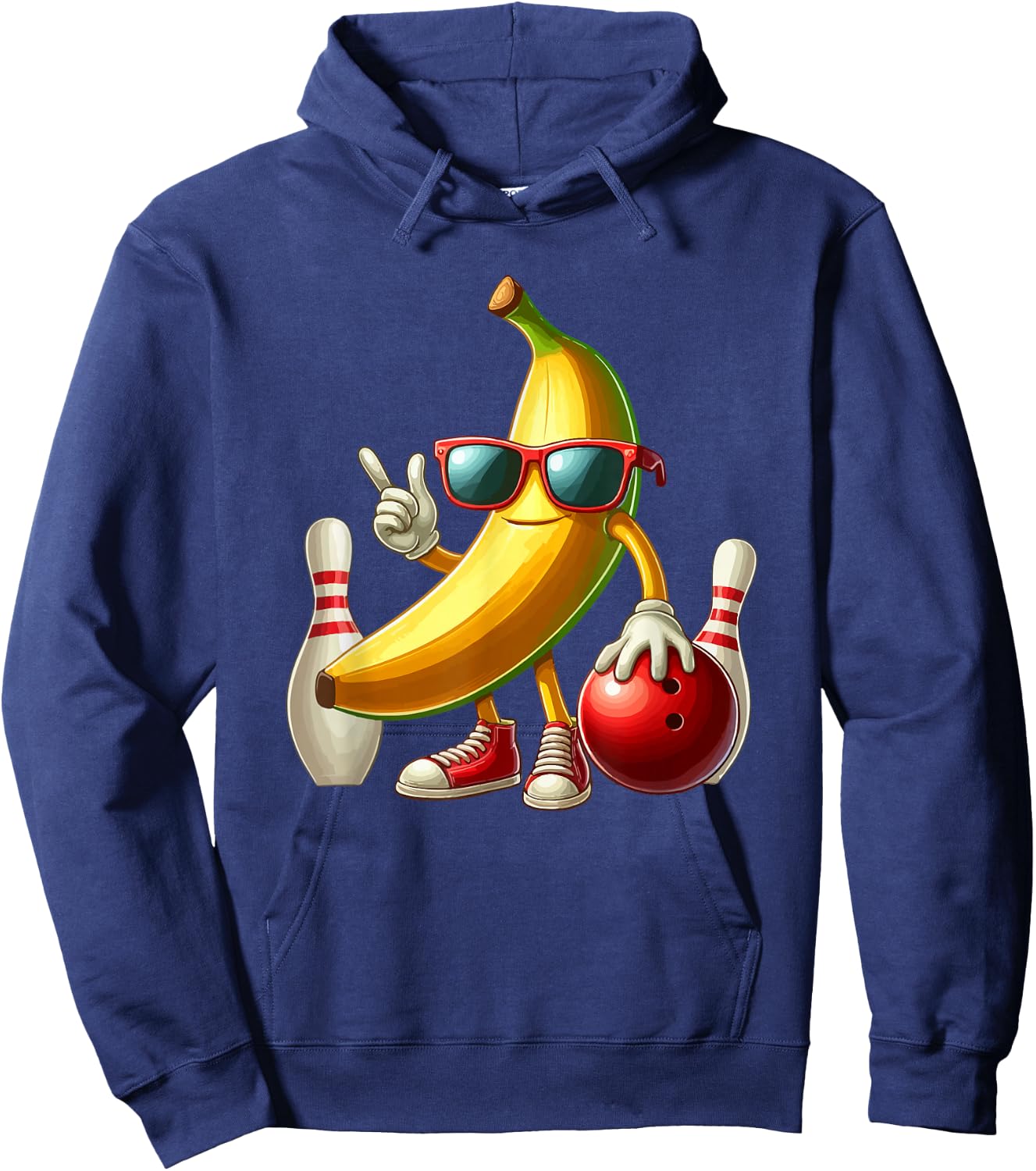 Banana Sunglasses Playing Bowling Funny Fruit Sport Player Hoodie - Hoodie | Navy