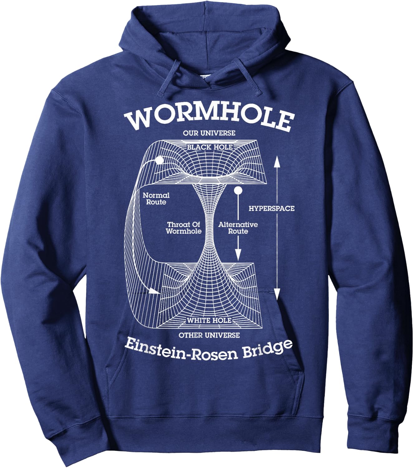Grandio Design Funny Scientific Science Gifts -Adults, -Kids Wormhole Einstein-Rosen Bridge Black Hole Hyperspace Physics Hoodie - Hoodie | Navy