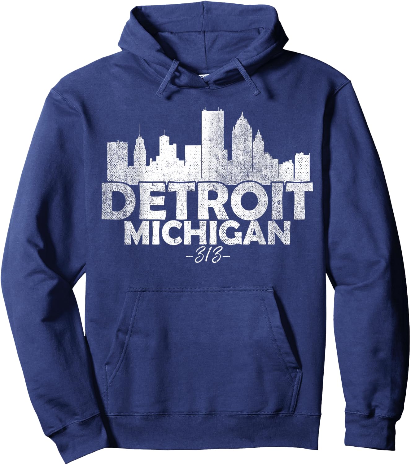 Detroit Michigan MI | Skyline , Small, Black Hoodie - Hoodie | Navy