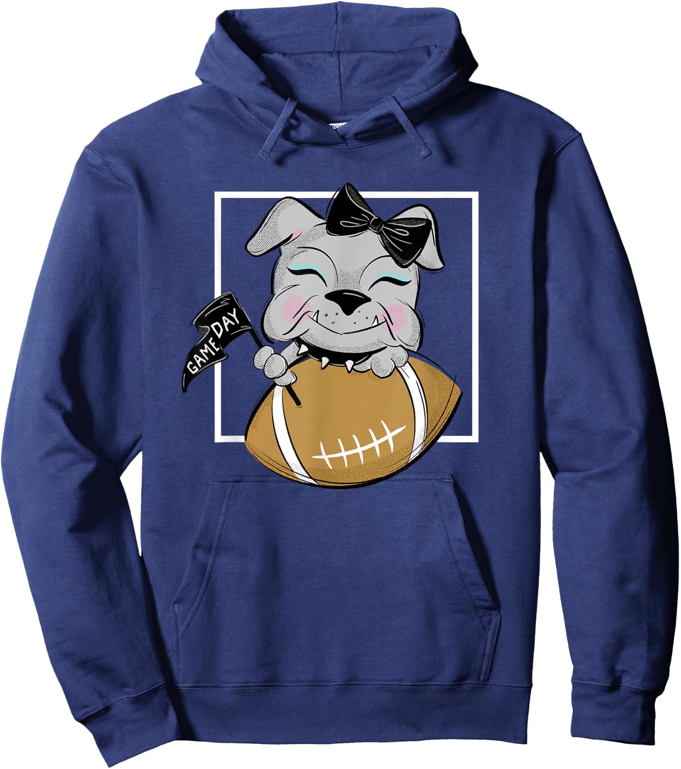 Cute Game Day Bulldog Women and Girls Football Hoodie - Hoodie | Navy