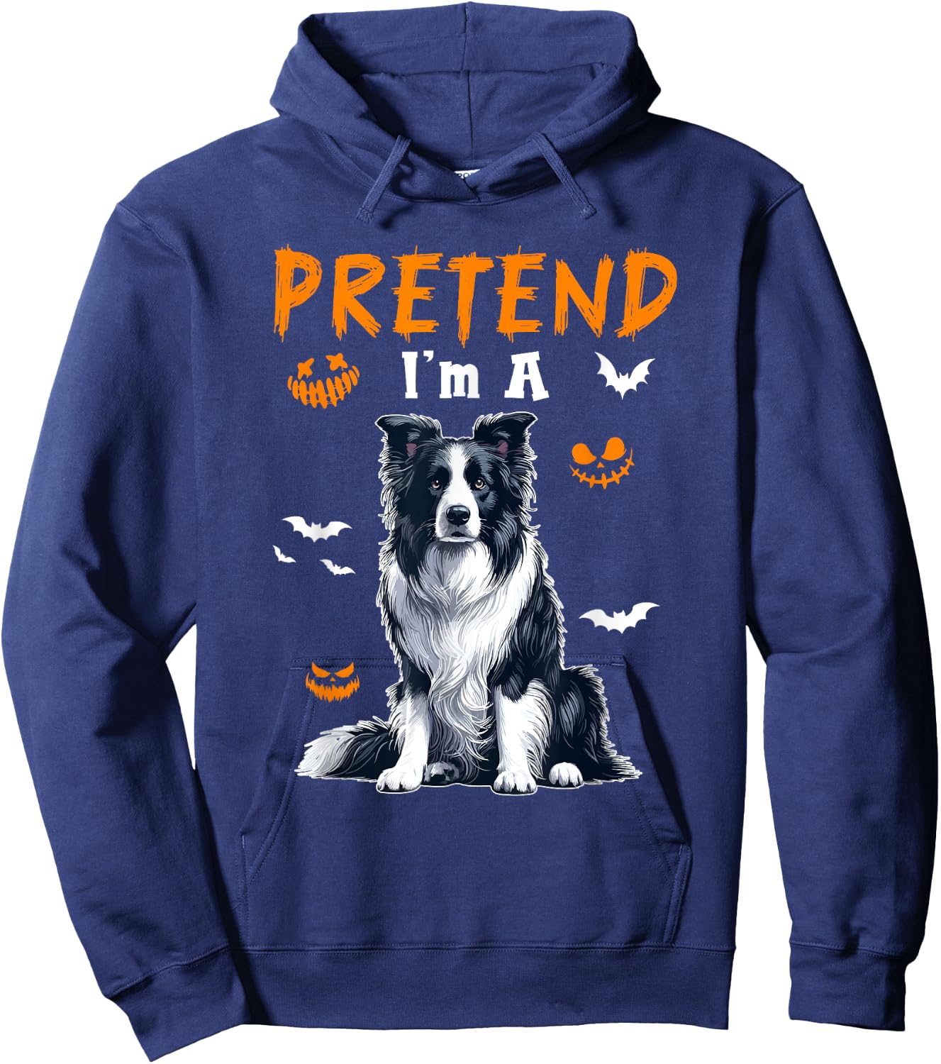 Pretend I'm A Border Collie Halloween Costume Owner Kids Hoodie - Hoodie | Navy
