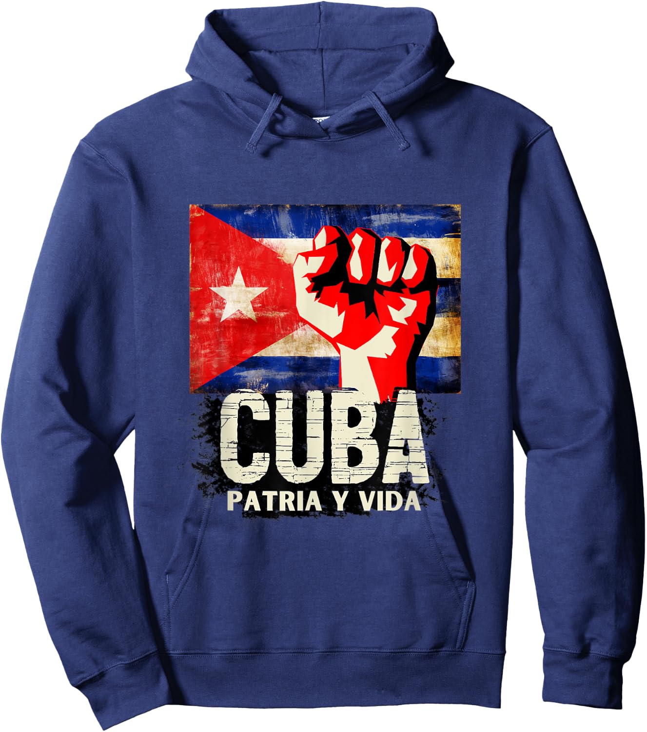 Cuba Patria Y Vida Shirt SOS Cuba Flag Shirt Hoodie - Hoodie | Navy