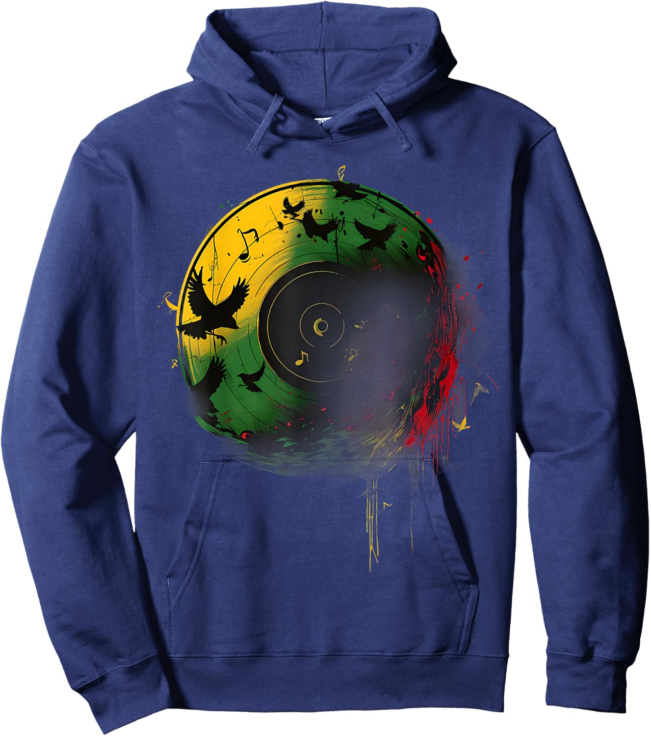 Reggae Music Vinyl Jamaican Pride Rastafarian Rasta Hoodie - Hoodie | Navy