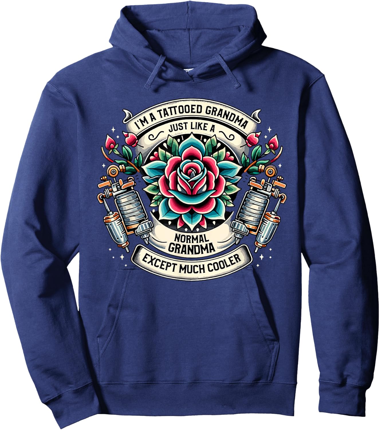 Tattooed Grandma Tattoo Tattooing Ink Tattoos Grandmother Hoodie - Hoodie | Navy