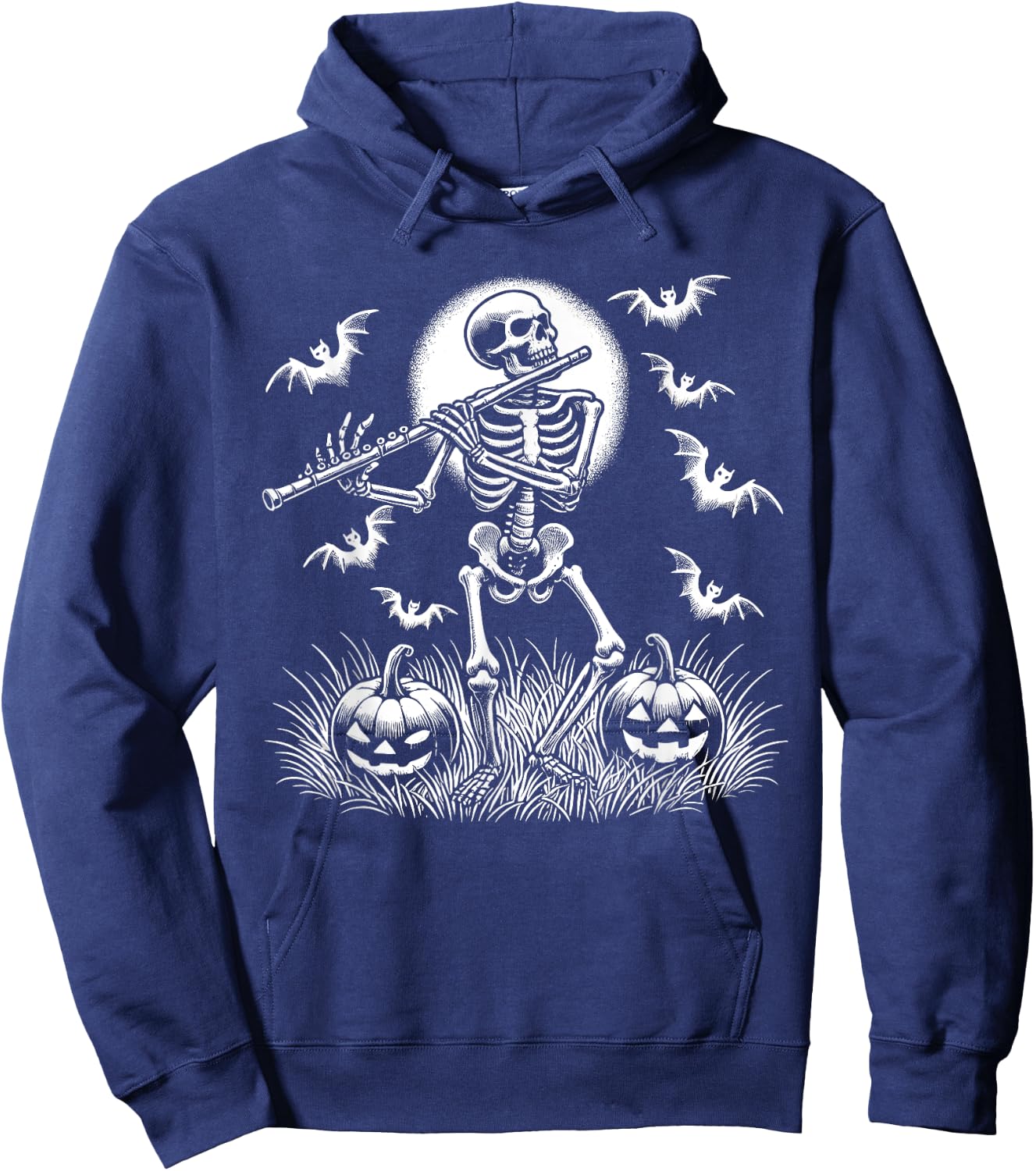 Funny Flute Skeleton Flutist Halloween Kids Hoodie - Hoodie | Navy