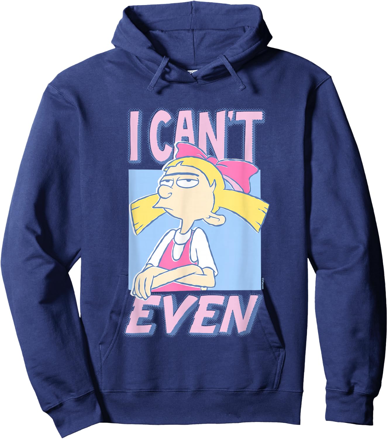 Hey Arnold! Iconic Helga Pataki I Can't Even Big Chest Logo Hoodie - Hoodie | Navy