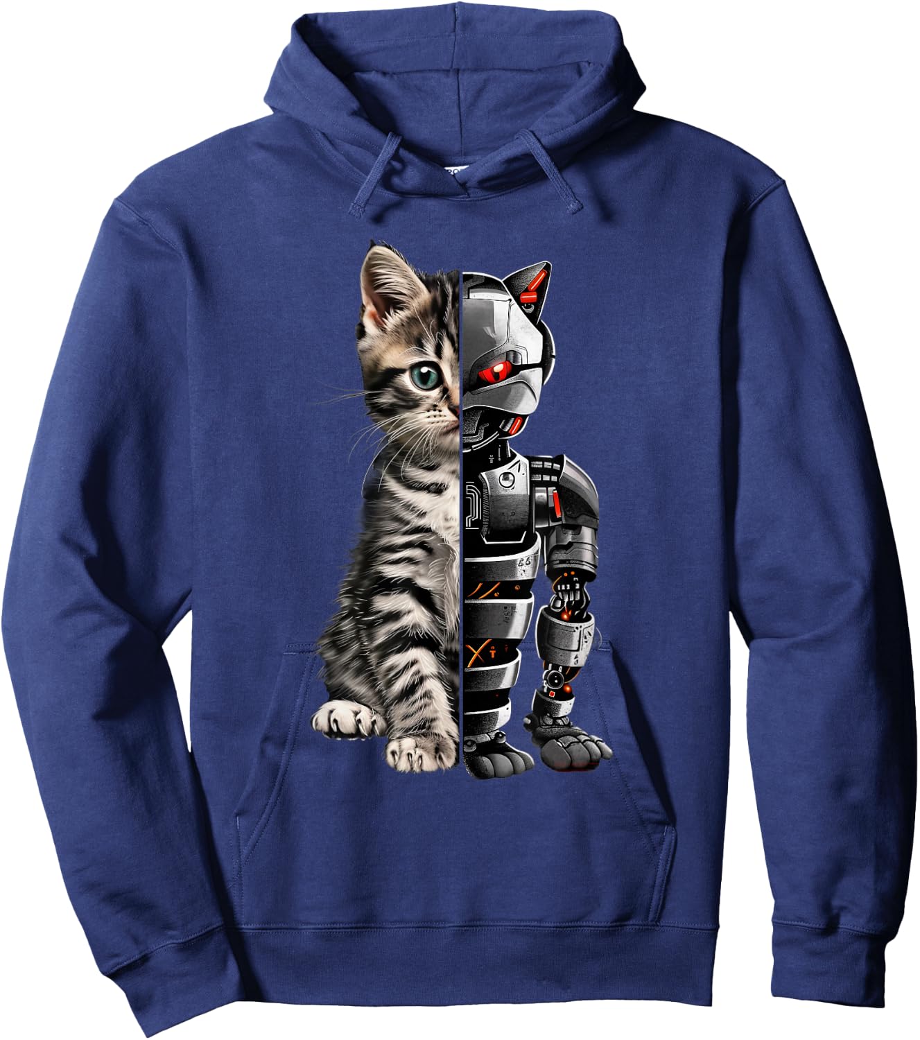 Funny Cat Robot Animal Lover Cyborg Cat Robot Cat Hoodie - Hoodie | Navy