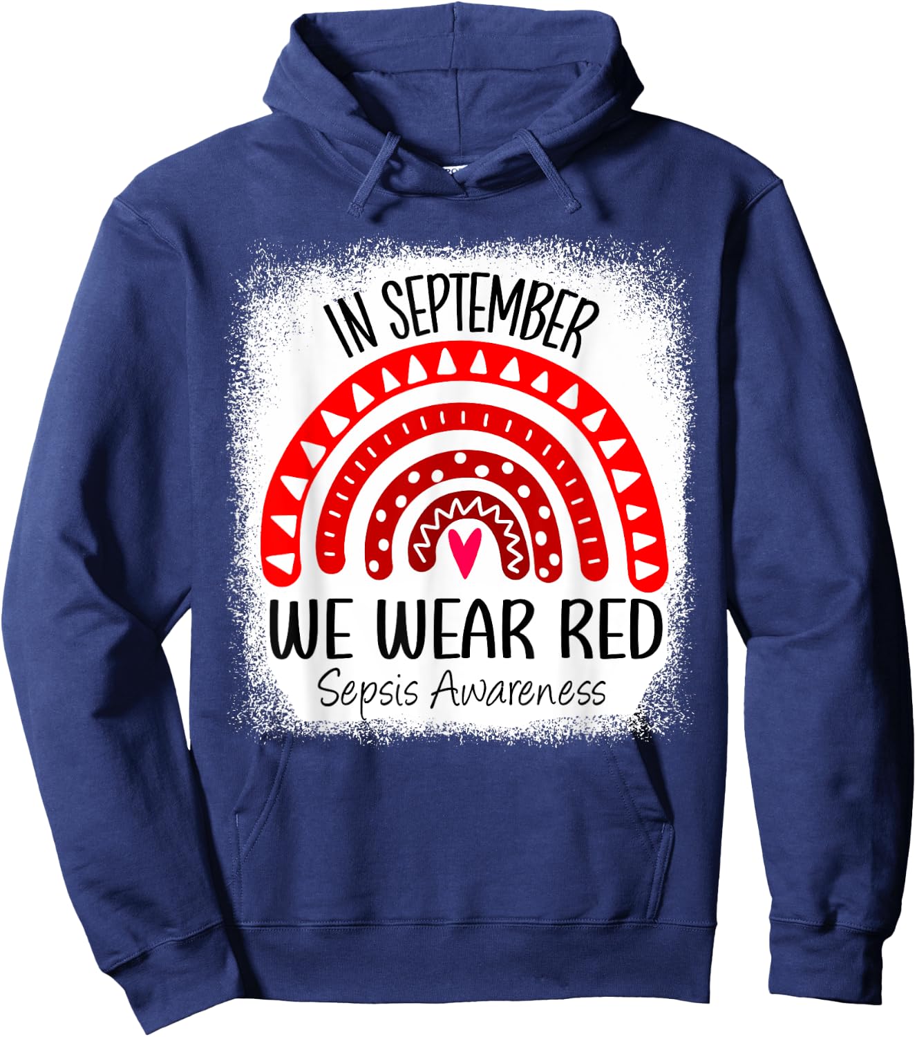 Rainbow In September We Wear Red Sepsis Awareness Ribbon Hoodie - Hoodie | Navy