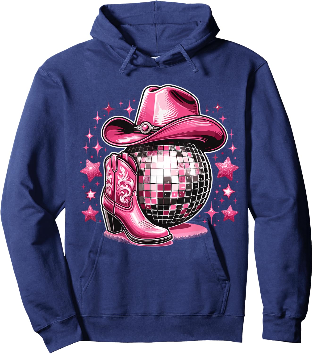 Western Cowgirl Rodeo Disco Retro Bachelorette Party Hoodie - Hoodie | Navy