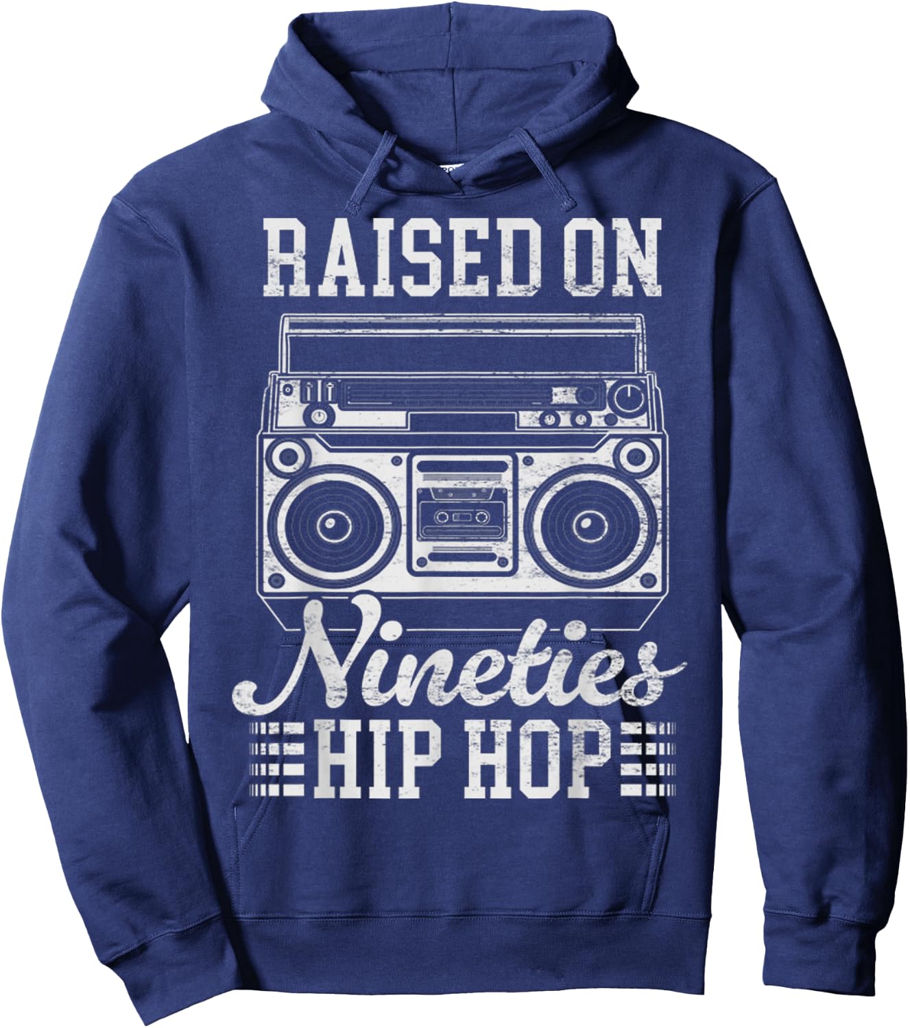 Raised On 90's Hip Hop Funny Vintage Boombox Cassette Tape Hoodie - Hoodie | Navy