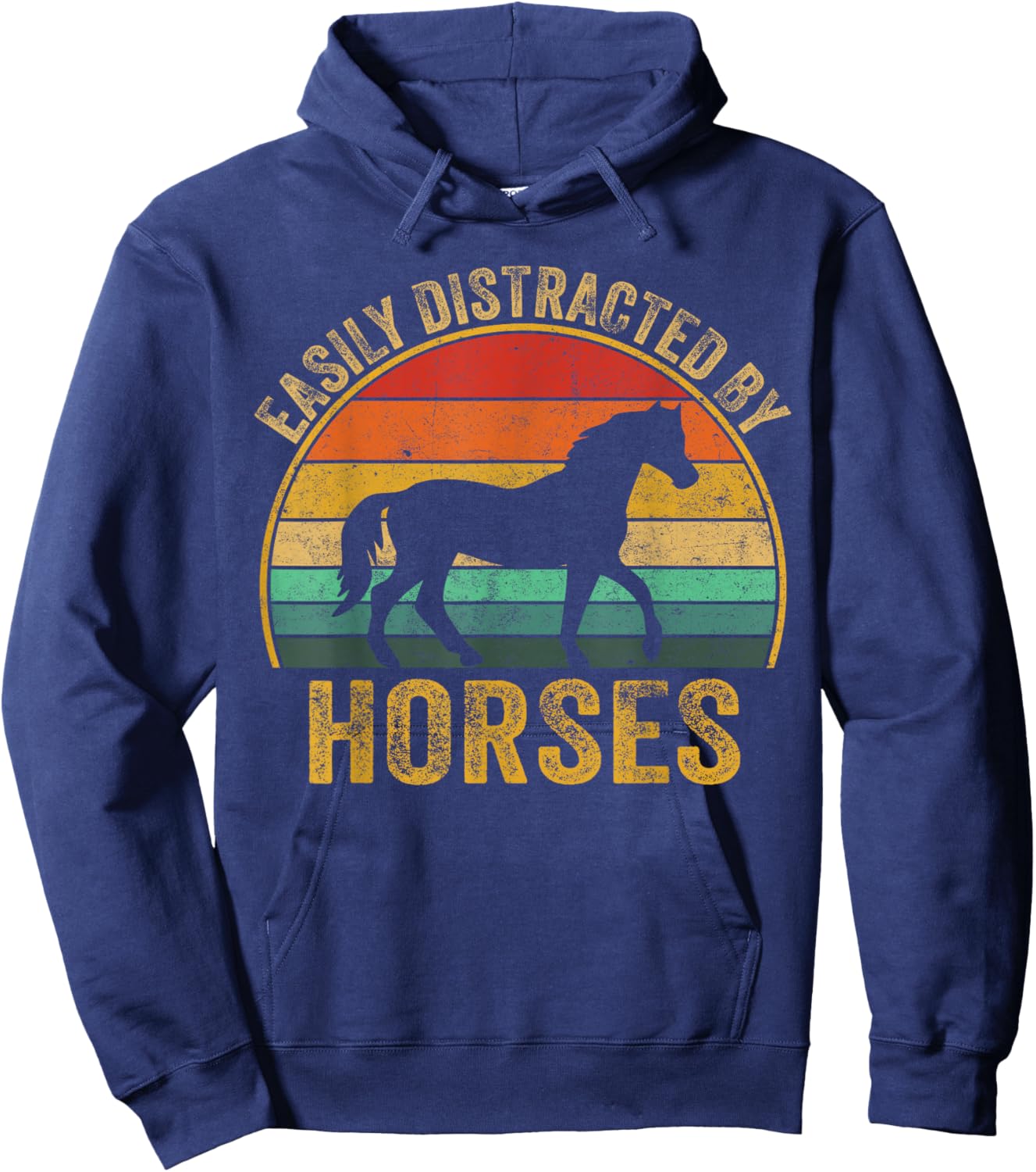 Easily Distracted By Horses Lover Horse Owner Hoodie - Hoodie | Navy