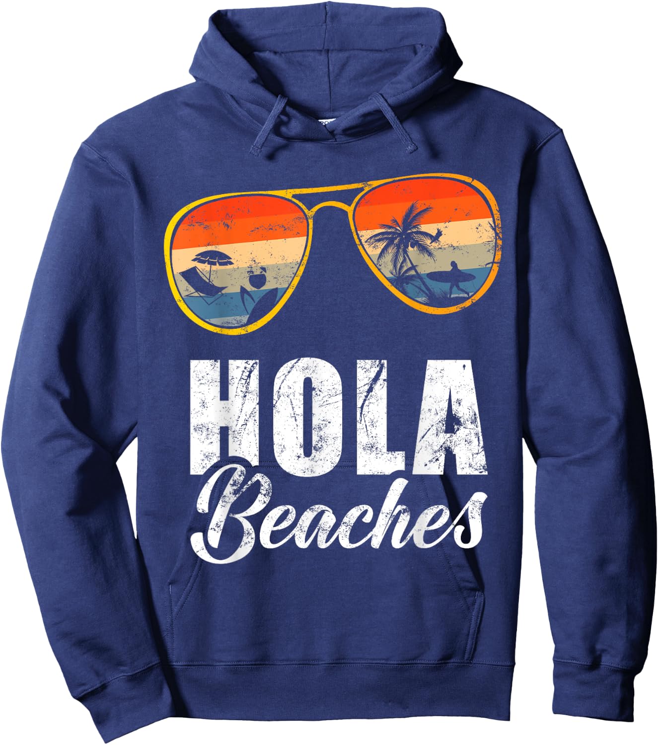Hola Beaches Funny Beach Summer Vacation Retro Vintage Men Women Kids Hoodie - Hoodie | Navy