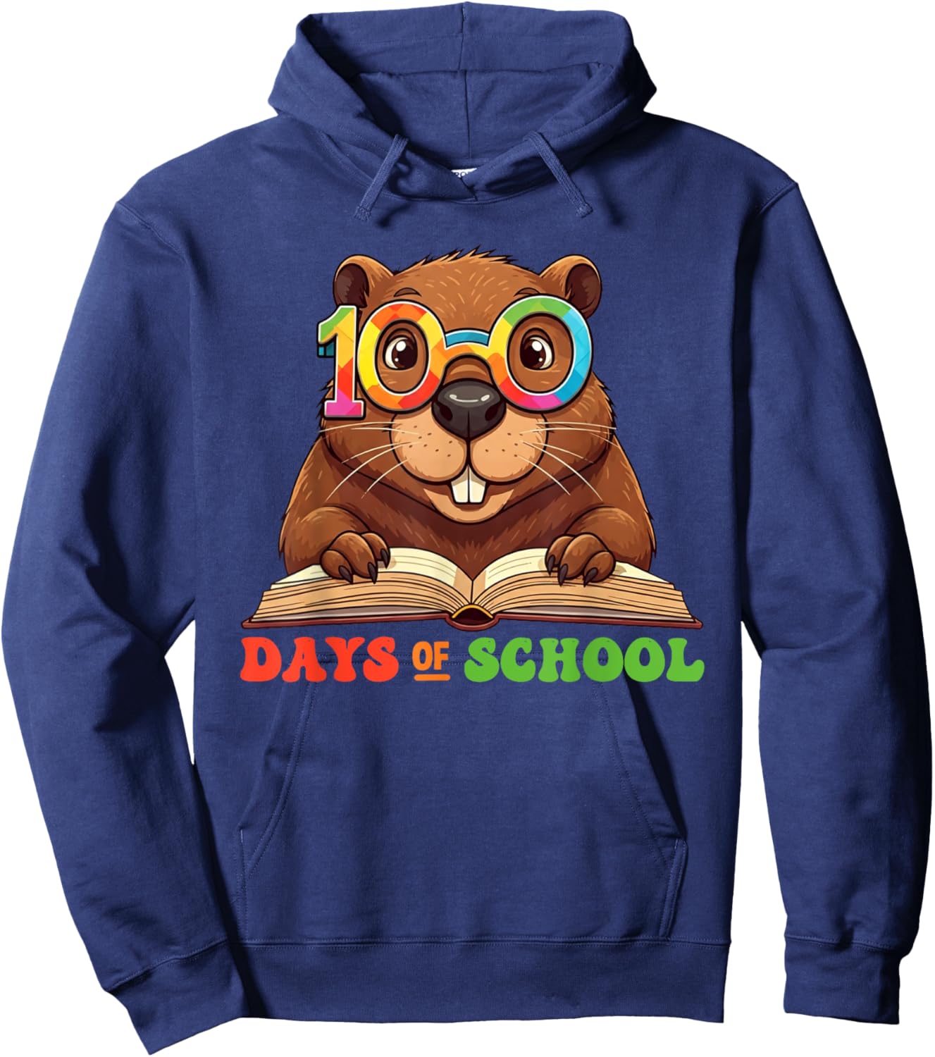 Funny Beaver 100th Day Of School Teacher Kids Hoodie - Hoodie | Navy