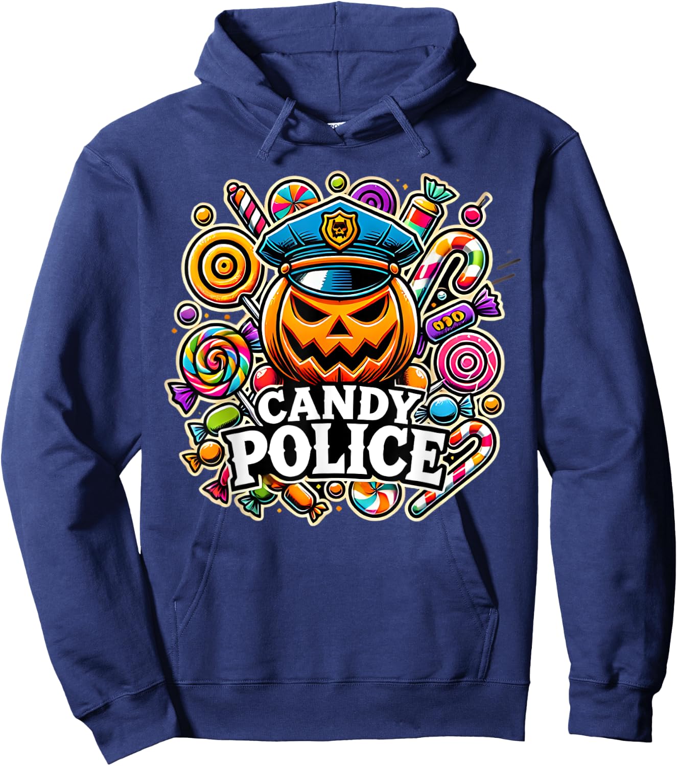 Candy Police Funny Halloween Party Trick or Treat Security Hoodie - Hoodie | Navy