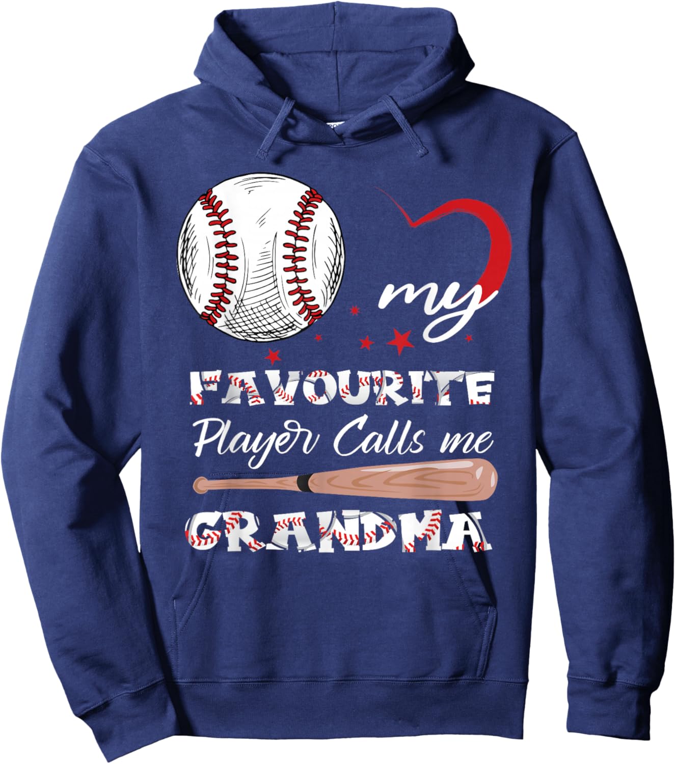 My Favorite Player Calls Me Grandma Baseball Women Hoodie - Hoodie | Navy
