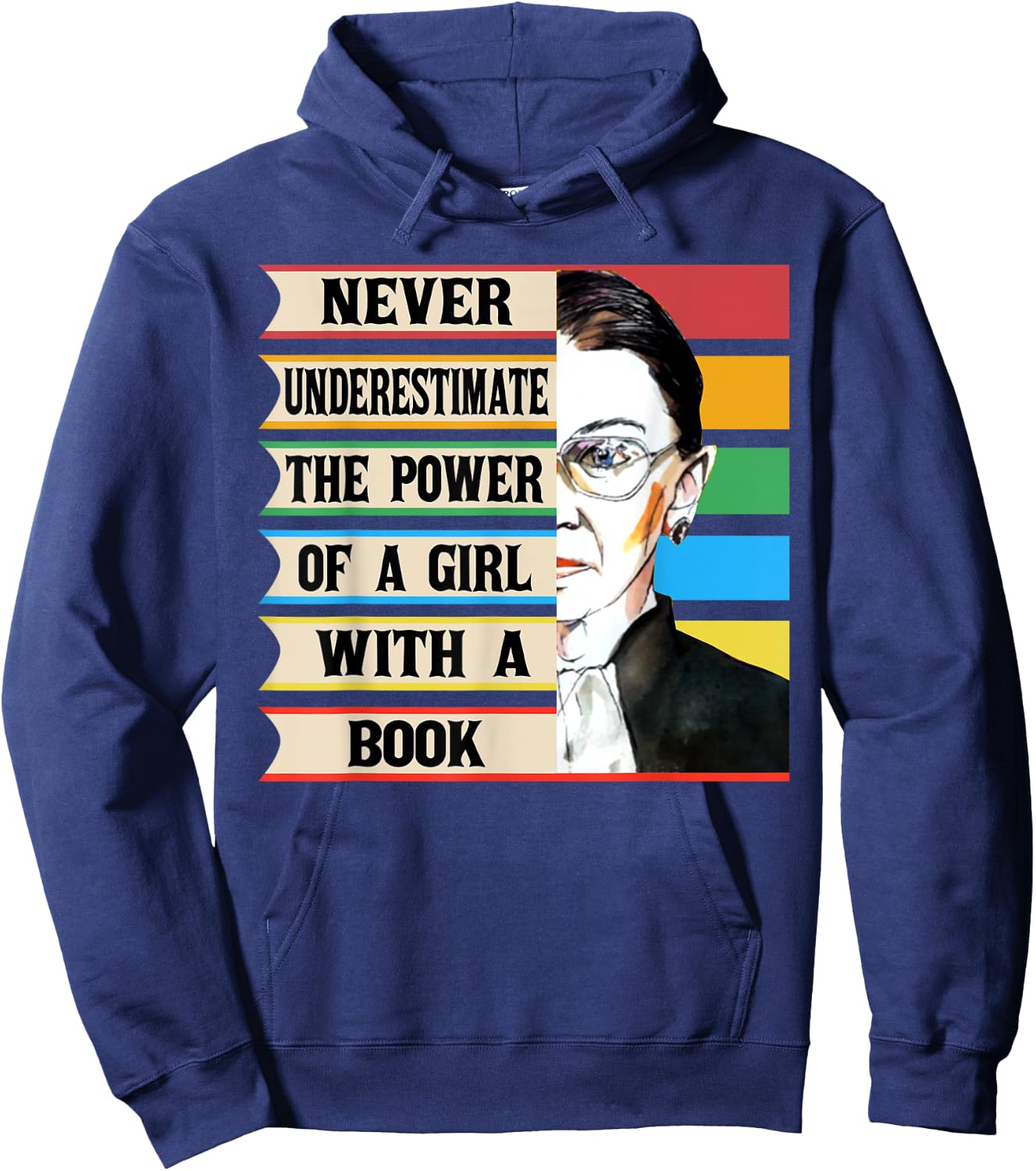 Vintage Never Underestimate The Power Of A Girl With A Book Hoodie - Hoodie | Navy