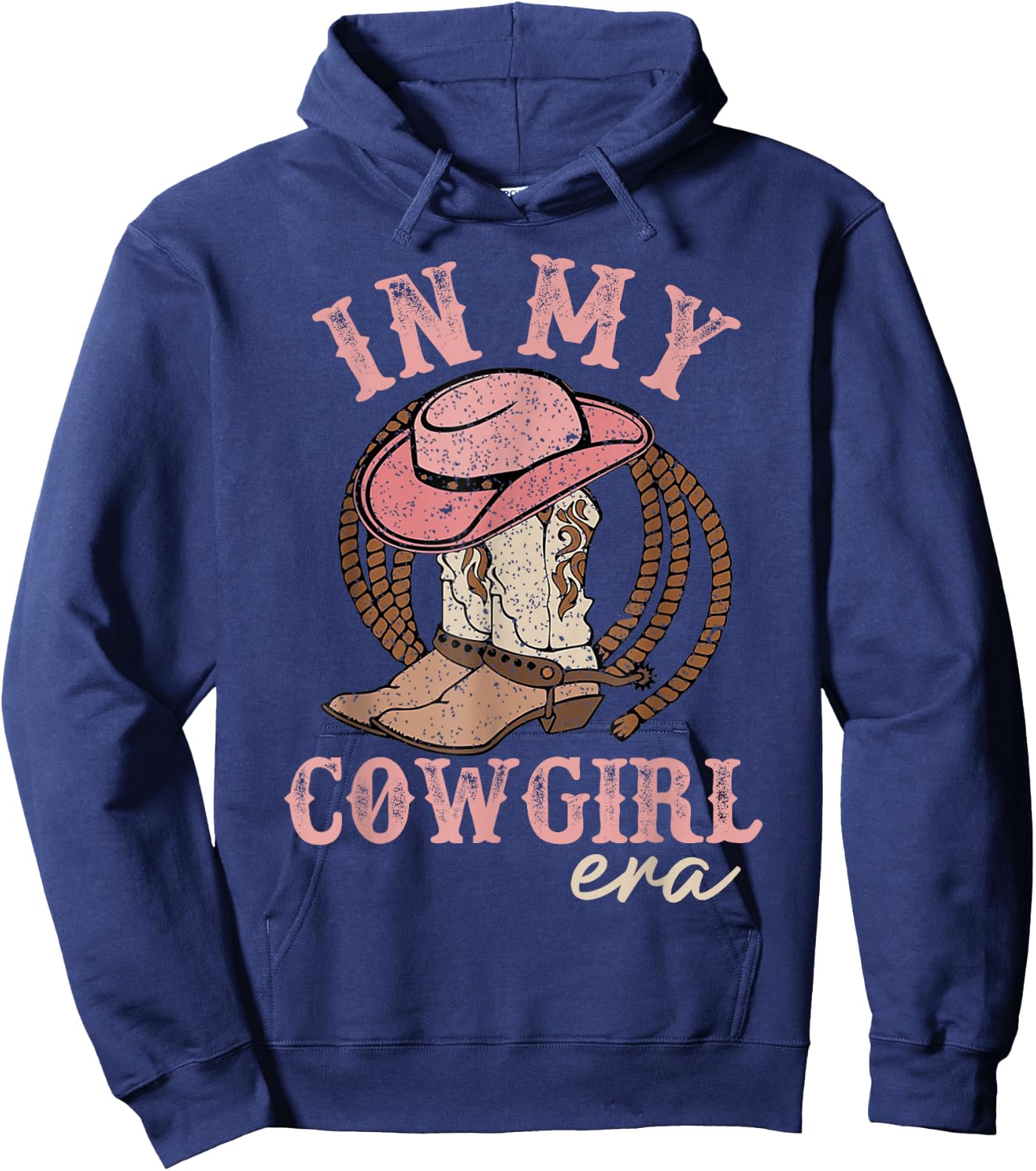In My Cowgirl Era Groovy Cute Western Rodeo Cowgirl Hoodie - Hoodie | Navy