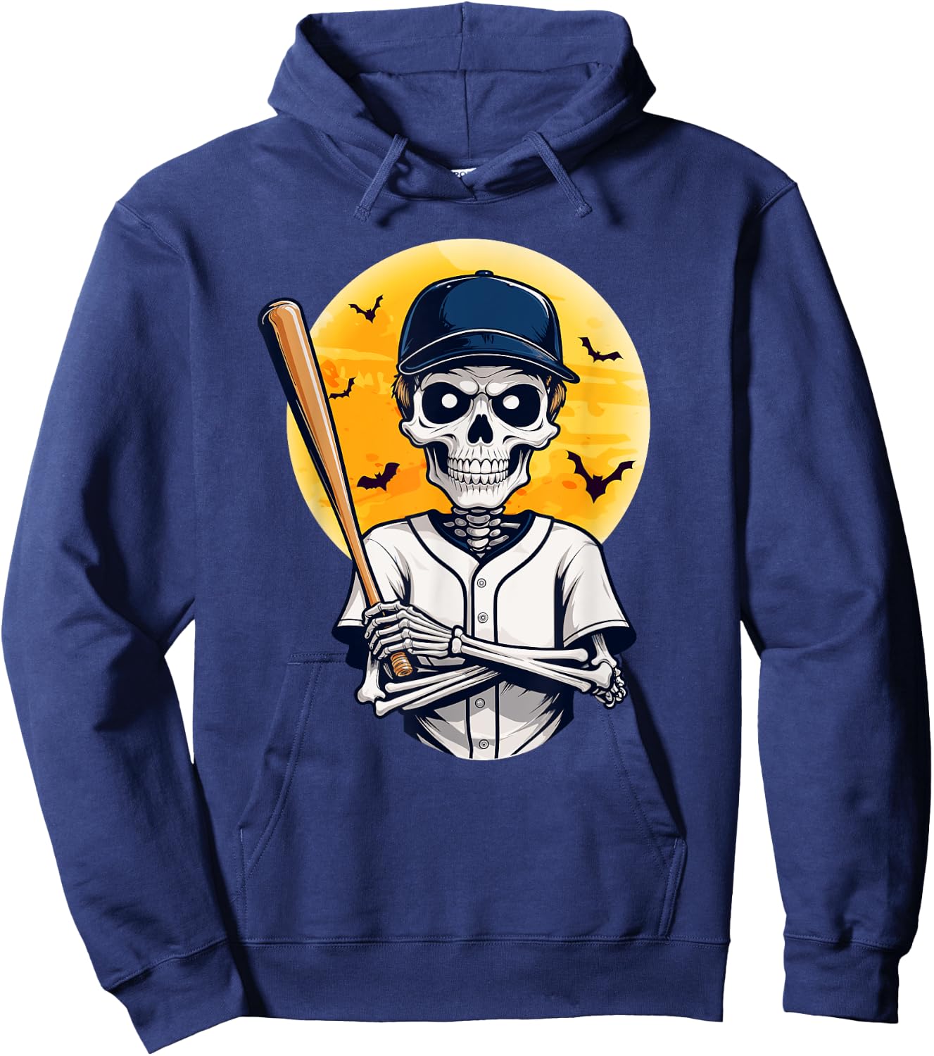 Baseball Skeleton Halloween Skeleton Playing Baseball Hoodie - Hoodie | Navy