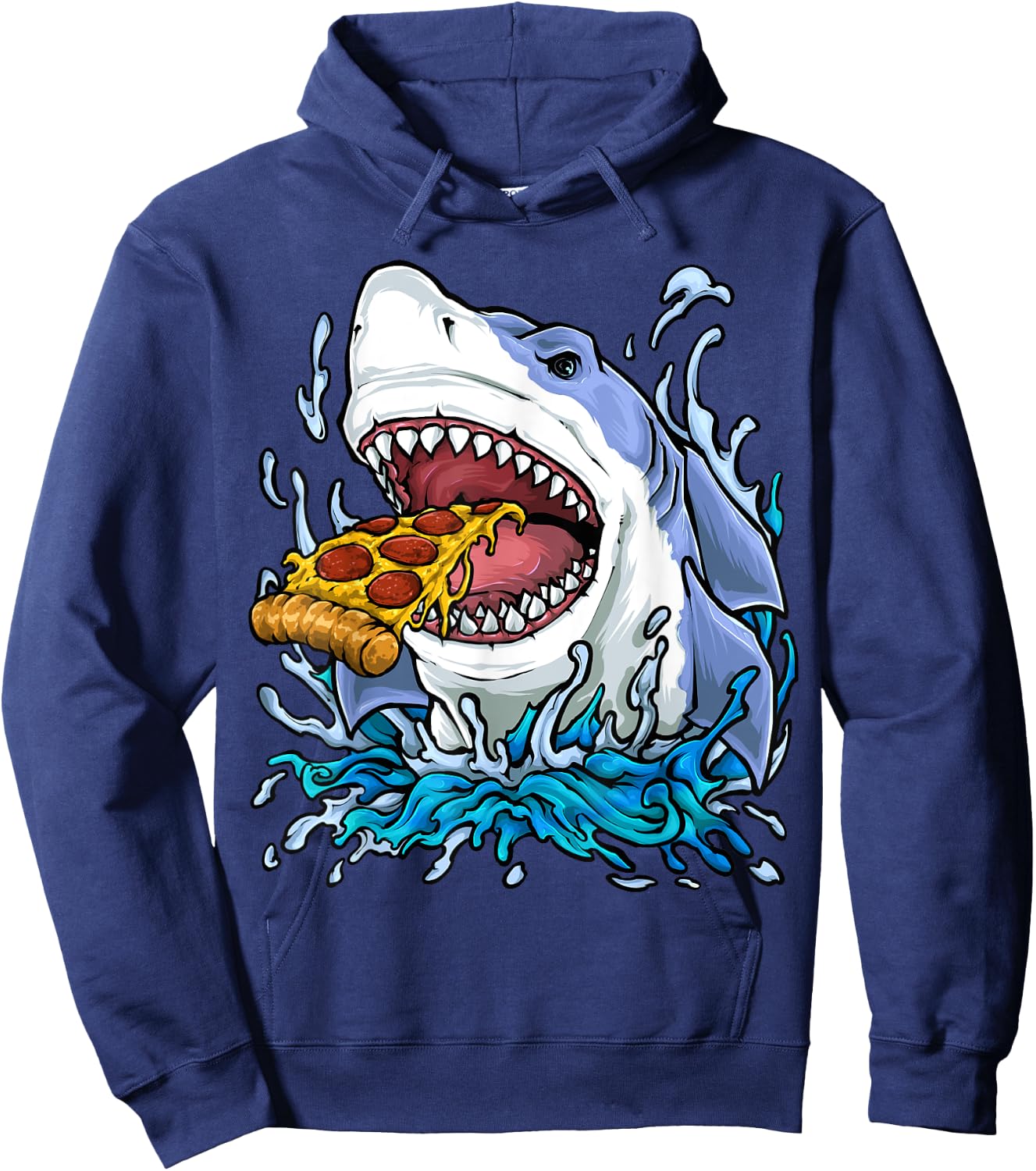 Shark Eating Pizza Hoodie - Hoodie | Navy