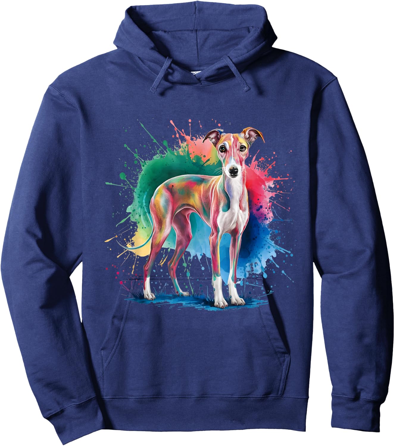 Men Woman Colorful Watercolor Whippet Hoodie - Hoodie | Navy