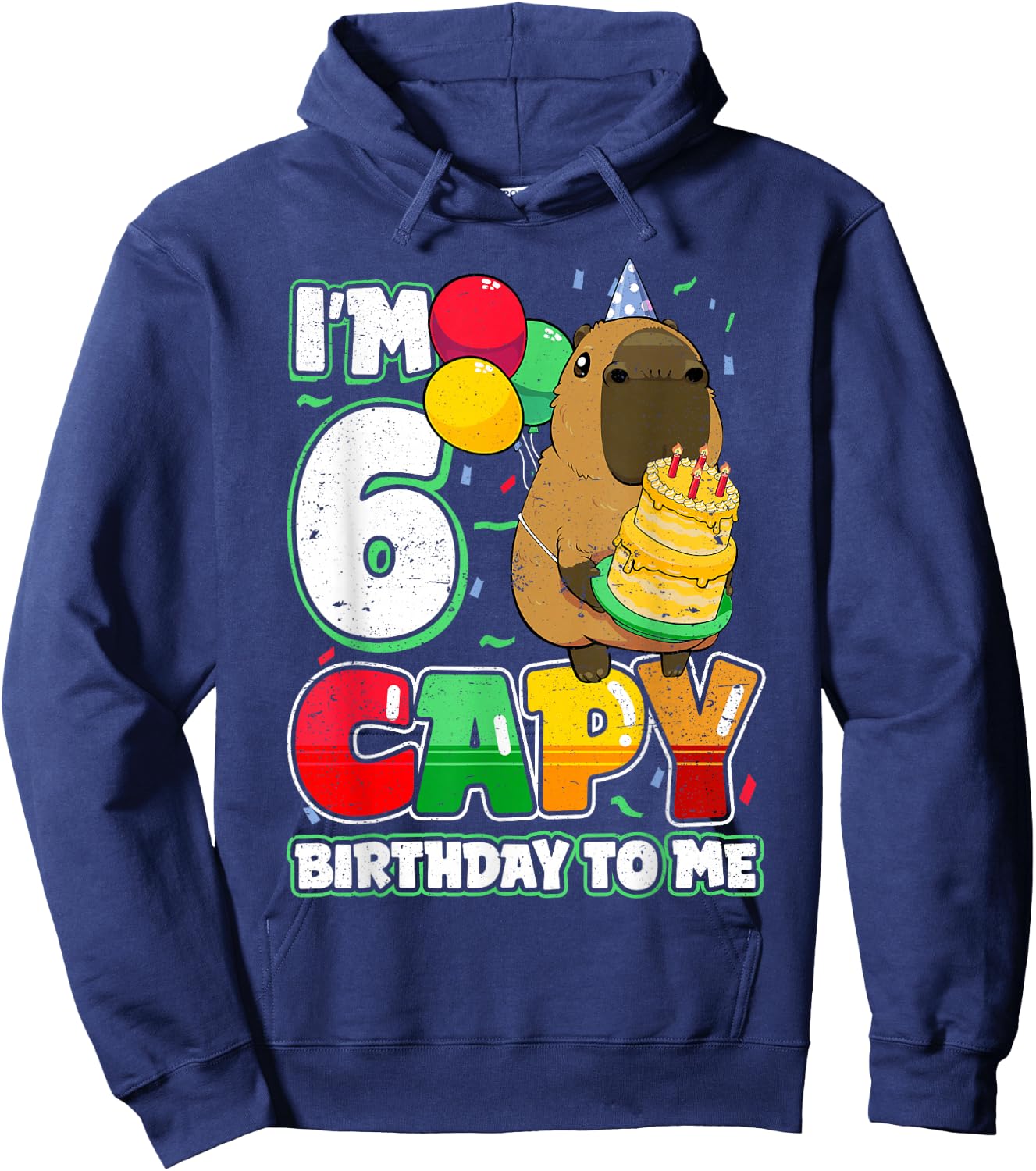 6 Years Old Capy Birthday to me 6th Birthday Capybara Hoodie - Hoodie | Navy