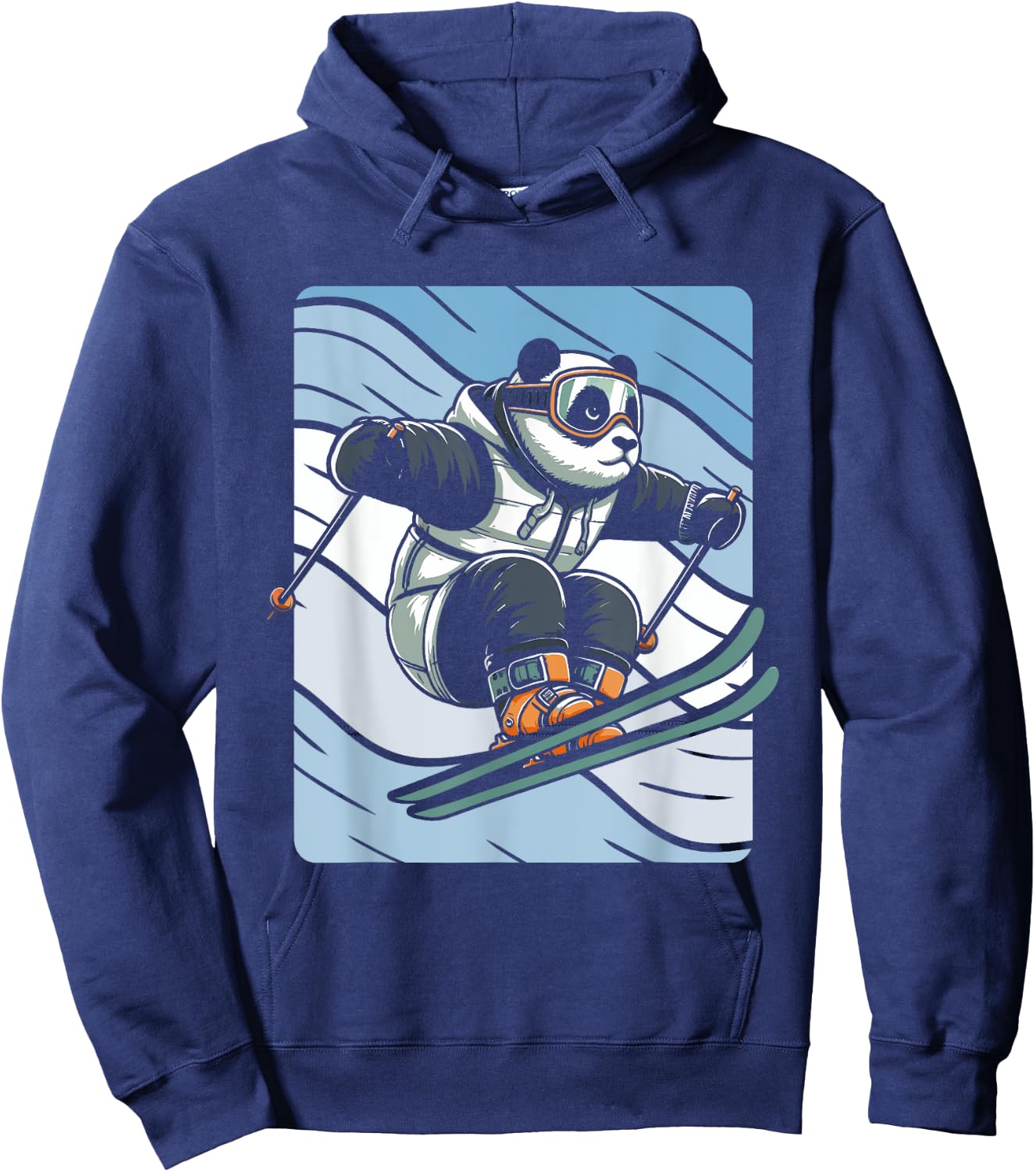 Slalom Skiing Panda Ski Skier Hoodie - Hoodie | Navy